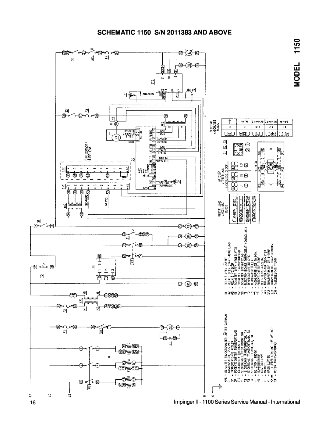 Lincoln 1100 Series service manual SCHEMATIC 1150 S/N 2011383 AND ABOVE 