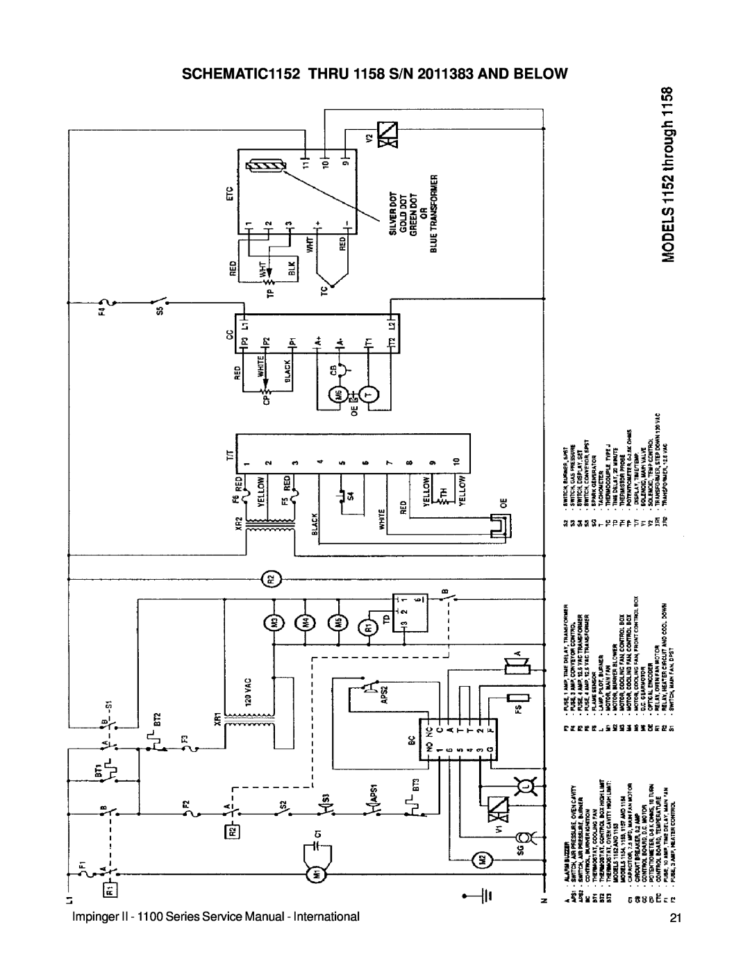 Lincoln 1100 Series service manual SCHEMATIC1152 THRU 1158 S/N 2011383 AND BELOW 