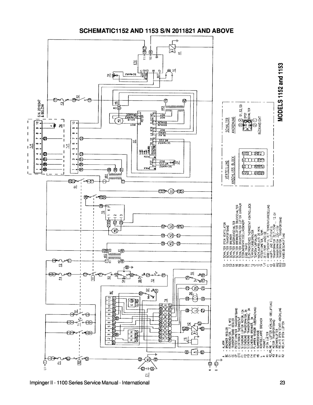 Lincoln 1100 Series service manual SCHEMATIC1152 AND 1153 S/N 2011821 AND ABOVE 