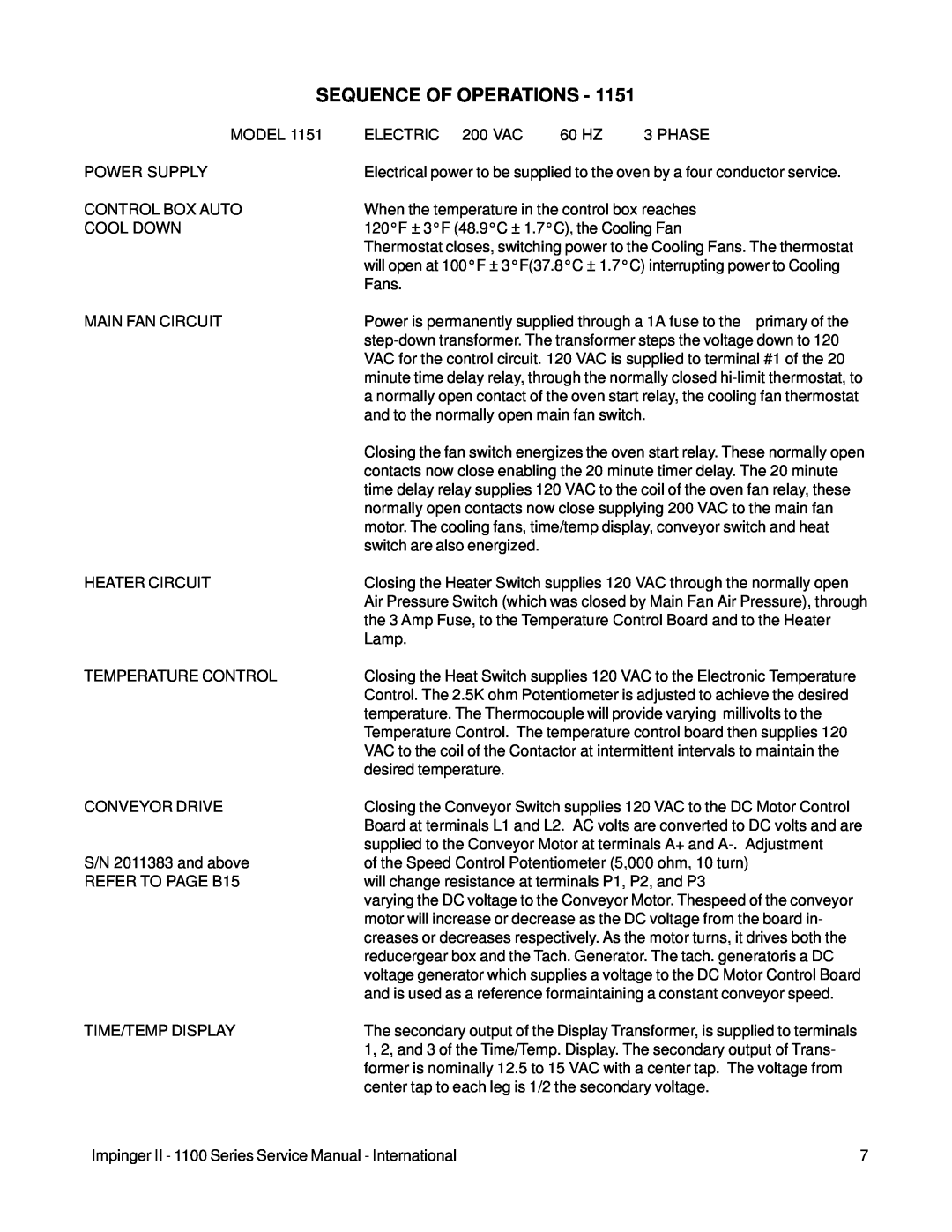 Lincoln 1100 Series service manual Sequence Of Operations 