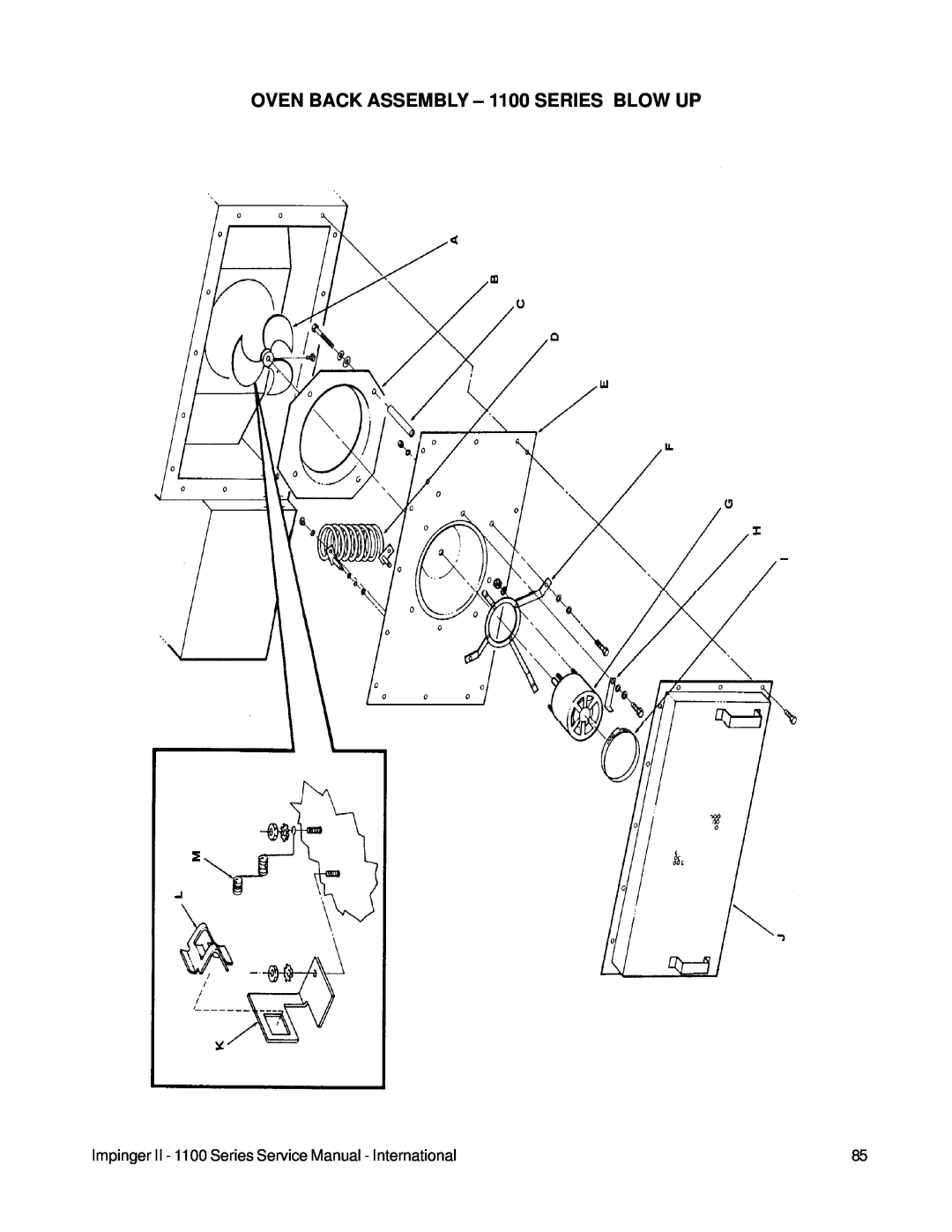 Lincoln 1100 Series service manual OVEN BACK ASSEMBLY – 1100 SERIES BLOW UP 