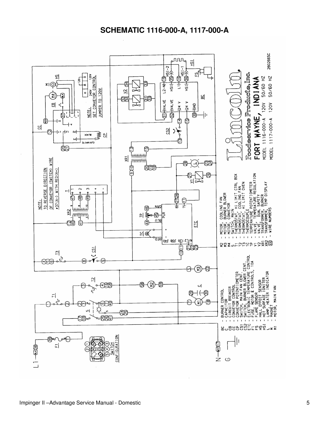 Lincoln 1100ADVSVC service manual Schematic 1116-000-A, 1117-000-A 