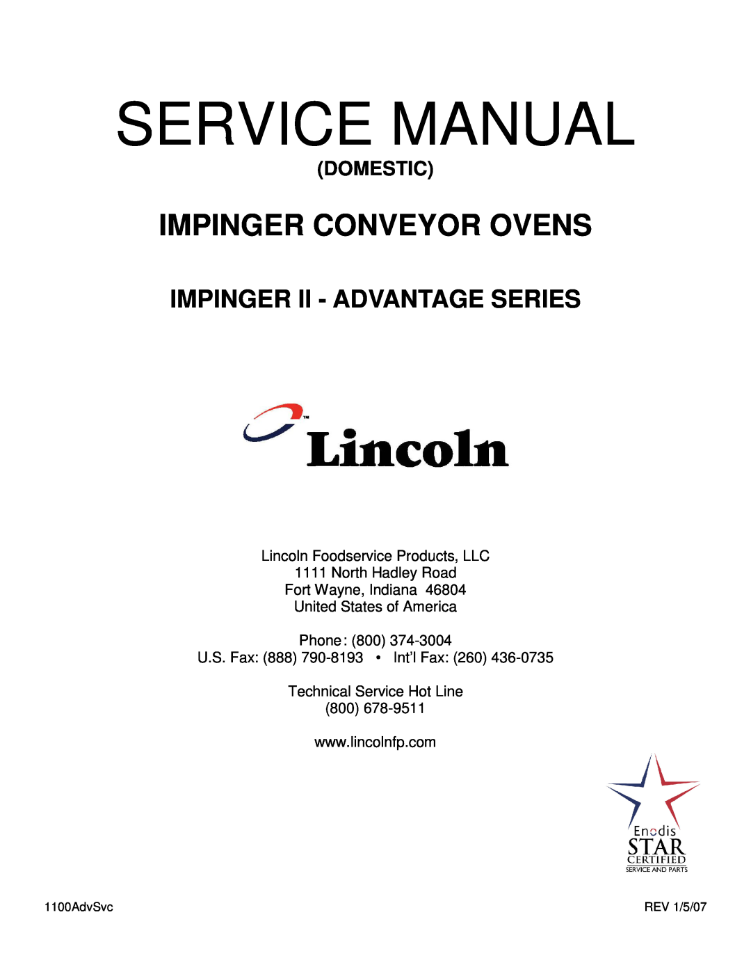 Lincoln 116-000-A service manual Lincoln Foodservice Products, LLC, North Hadley Road Fort Wayne, Indiana, Service Manual 