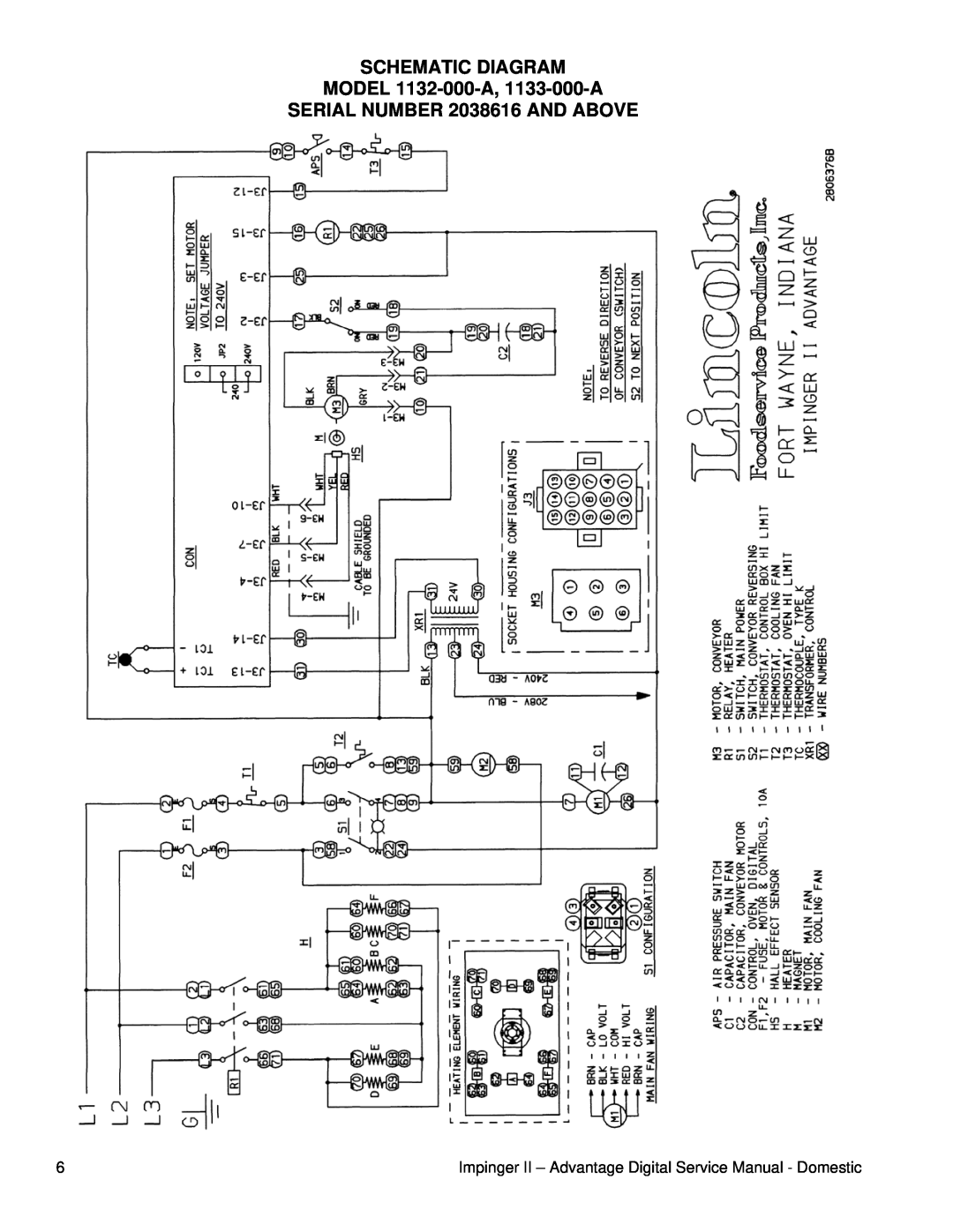 Lincoln 116-000-A, 1131-000-A SCHEMATIC DIAGRAM MODEL 1132-000-A, 1133-000-A, SERIAL NUMBER 2038616 AND ABOVE 