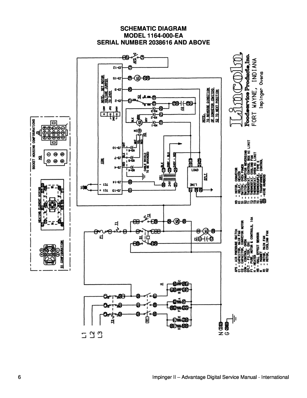 Lincoln 1154-000-EA, 1155-000-EA service manual SCHEMATIC DIAGRAM MODEL 1164-000-EA, SERIAL NUMBER 2038616 AND ABOVE 