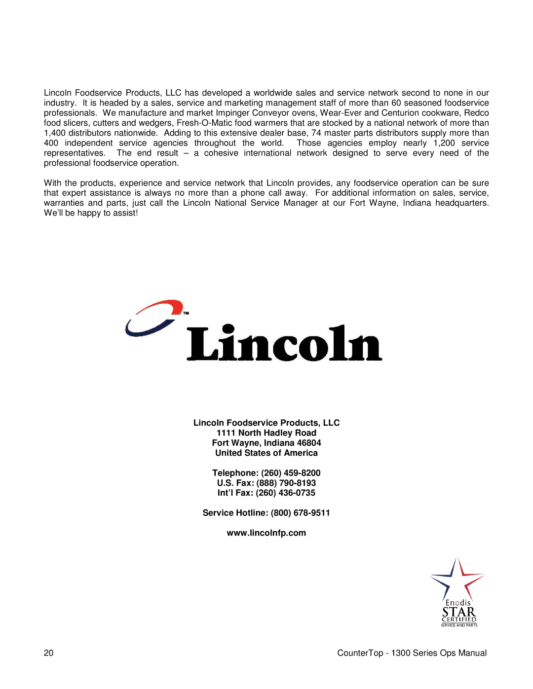 Lincoln operating instructions CounterTop 1300 Series Ops Manual 