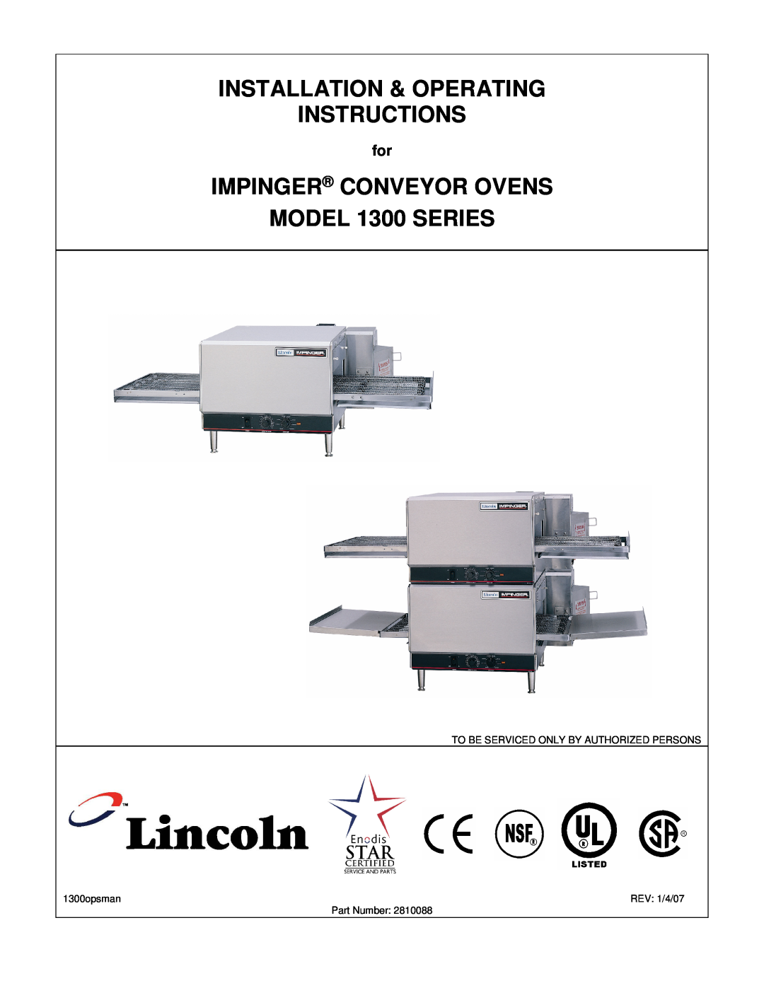 Lincoln 1300 Series operating instructions Installation & Operating Instructions 
