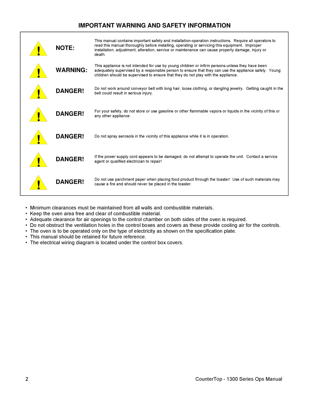 Lincoln 1300 operating instructions Important Warning and Safety Information 