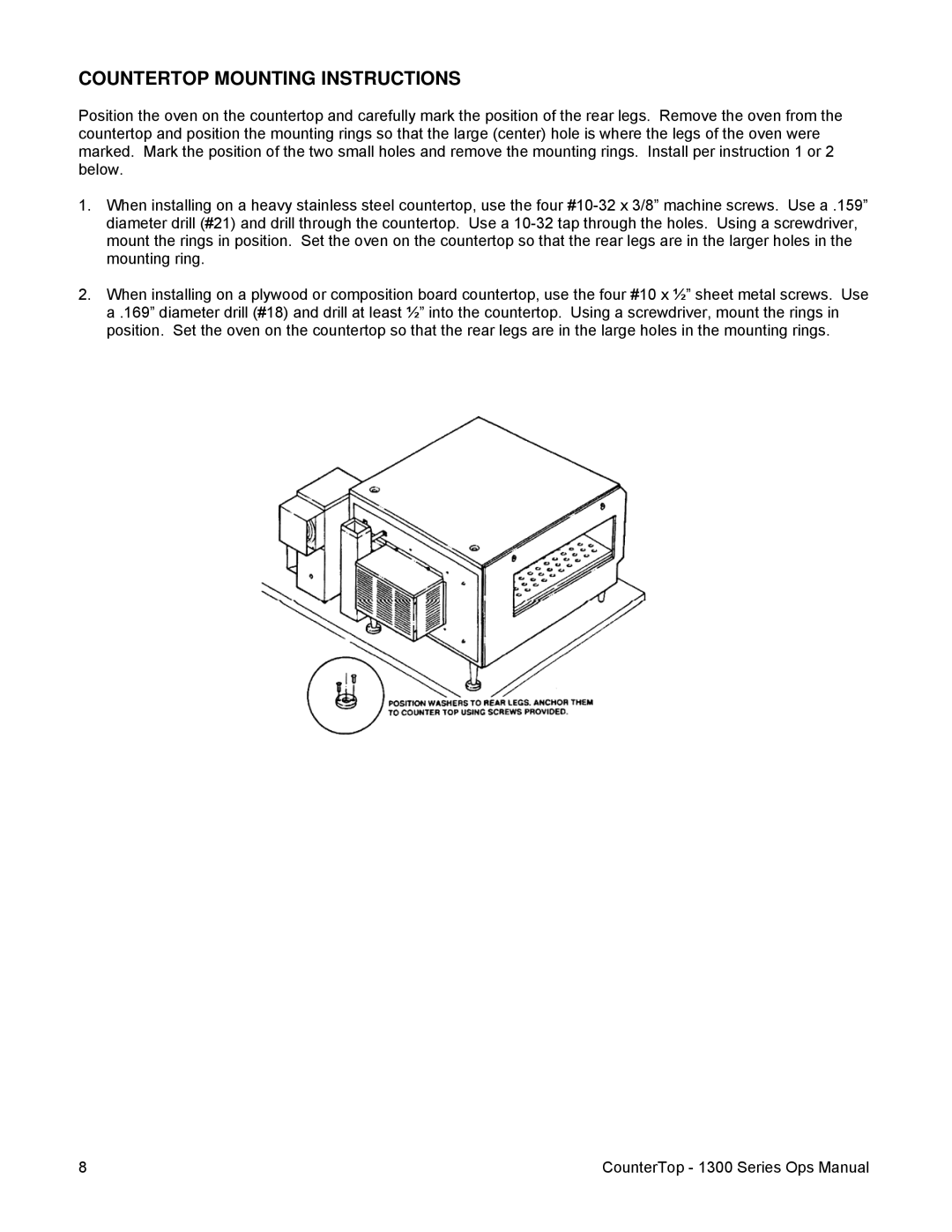 Lincoln 1300 operating instructions Countertop Mounting Instructions 