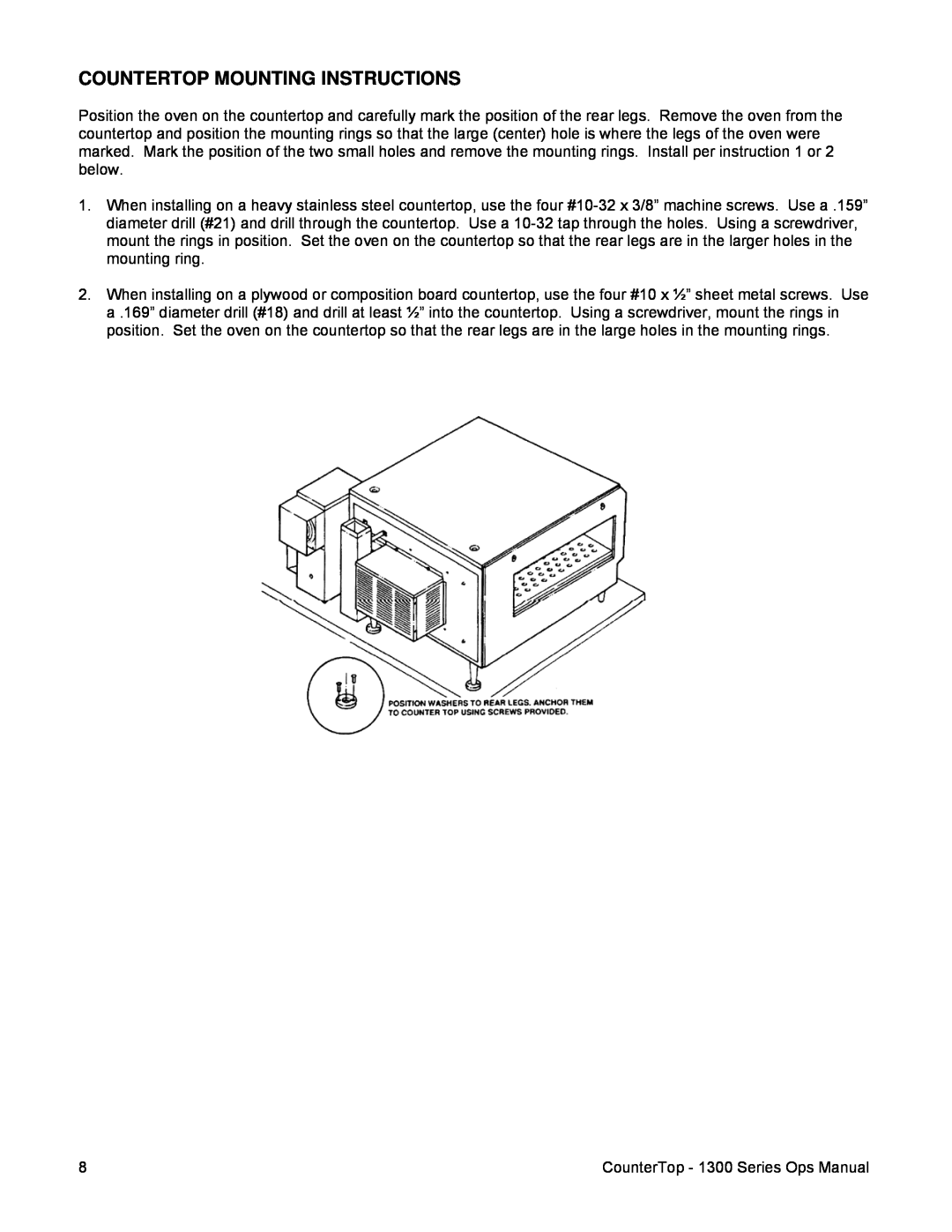 Lincoln 1300 operating instructions Countertop Mounting Instructions 