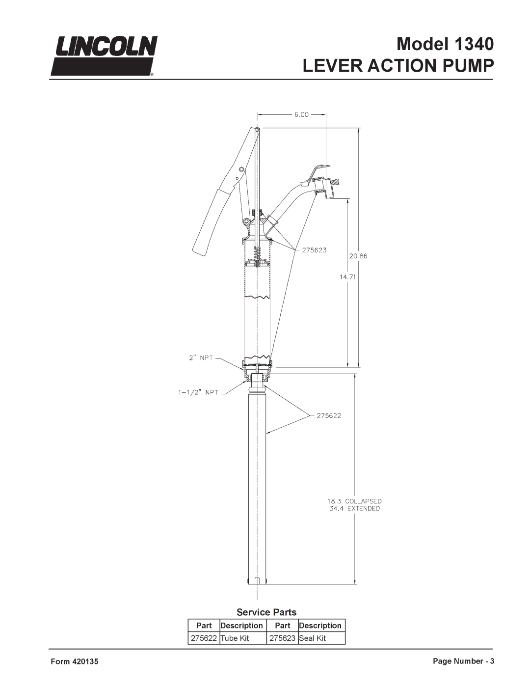 Lincoln 1340 manual Service Parts 