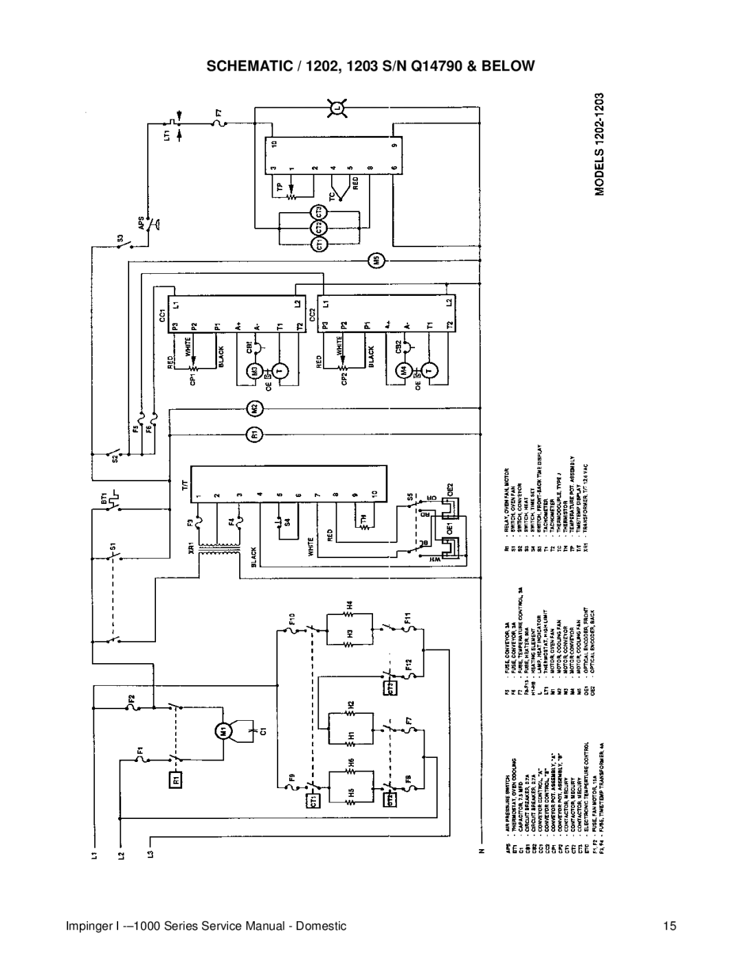 Lincoln 1400, 1200, 1000 service manual Schematic / 1202, 1203 S/N Q14790 & below 