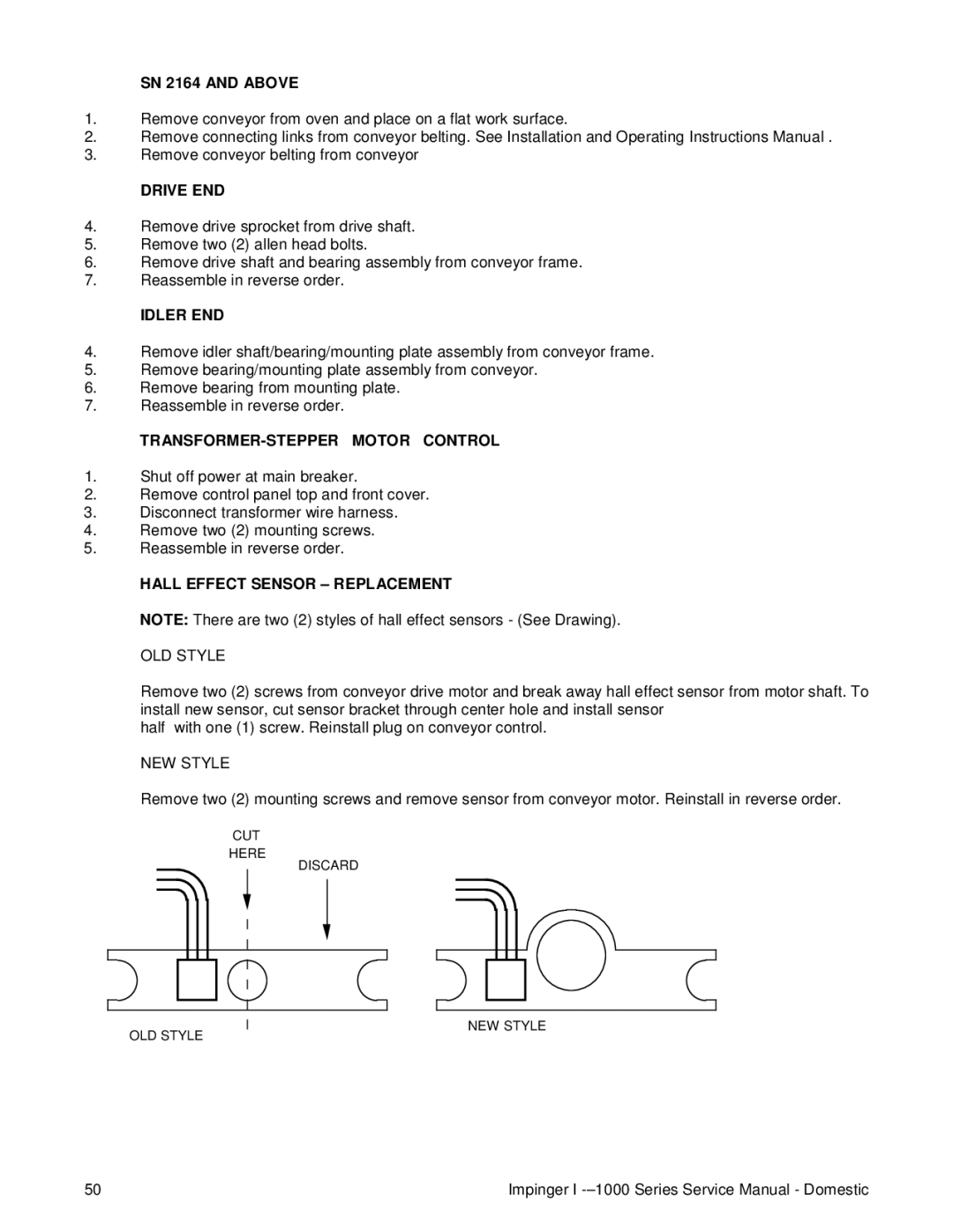 Lincoln 1000 SN 2164 and Above, TRANSFORMER-STEPPER Motor Control, Hall Effect Sensor Replacement, OLD Style, NEW Style 