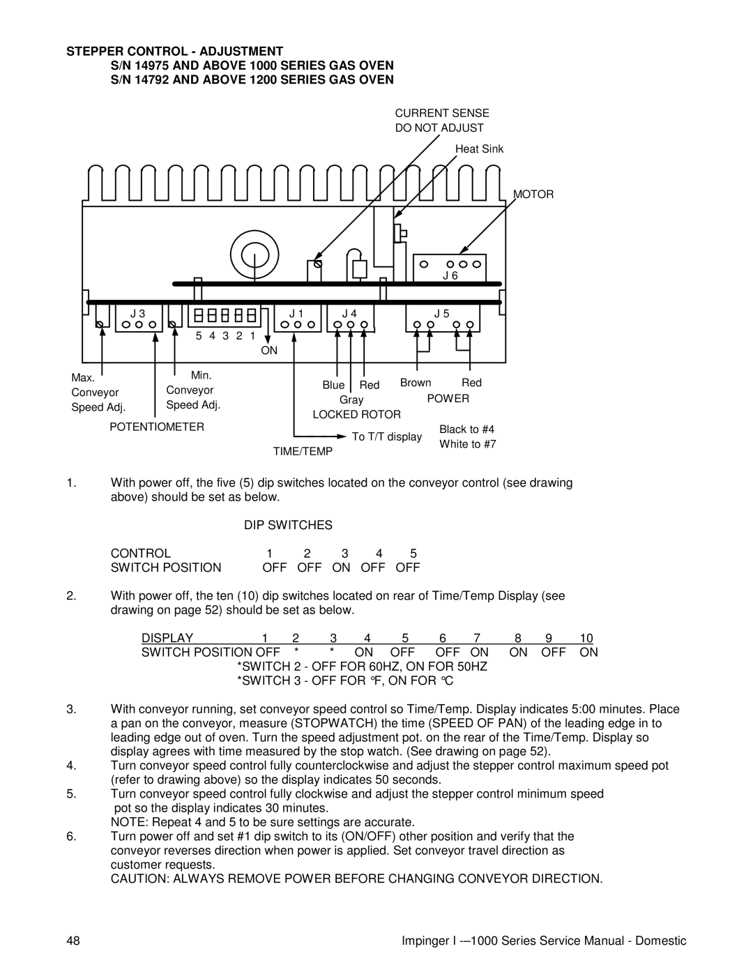 Lincoln 1400, 1200, 1000 service manual DIP Switches Control Switch Position OFF 