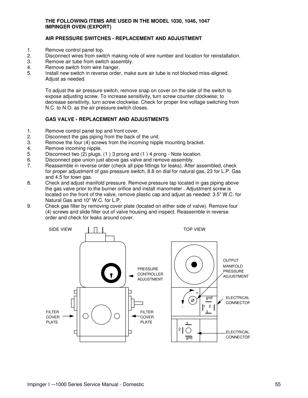 Lincoln 1200, 1400, 1000 service manual GAS Valve Replacement and Adjustments 