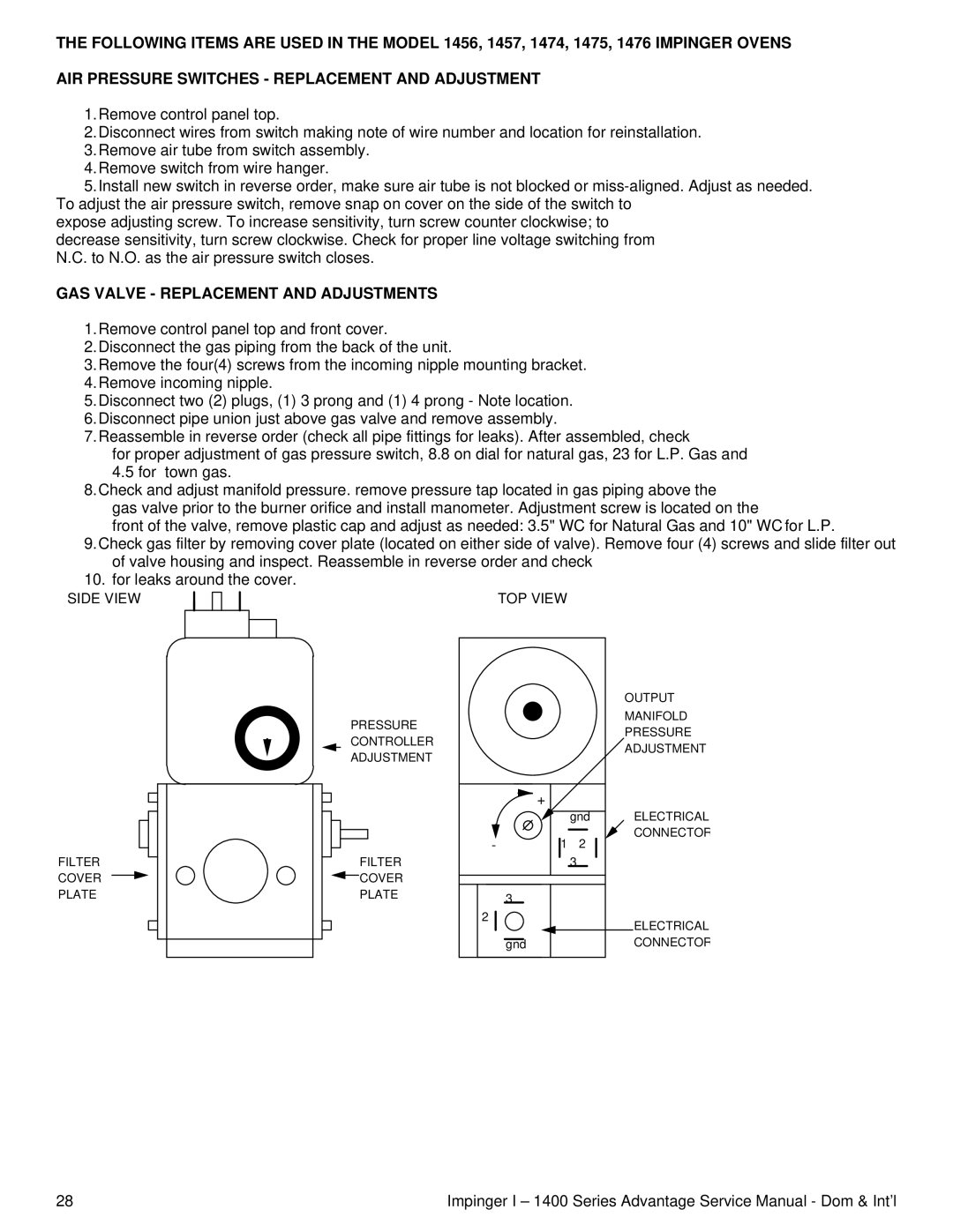 Lincoln 1400 Series service manual GAS Valve Replacement and Adjustments 