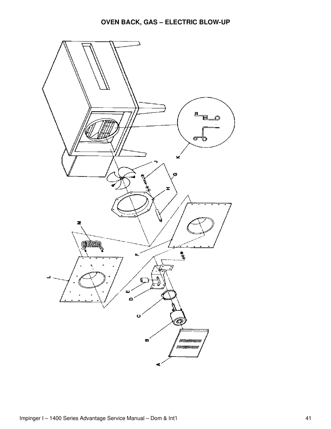 Lincoln 1400 Series service manual Oven BACK, GAS Electric BLOW-UP 