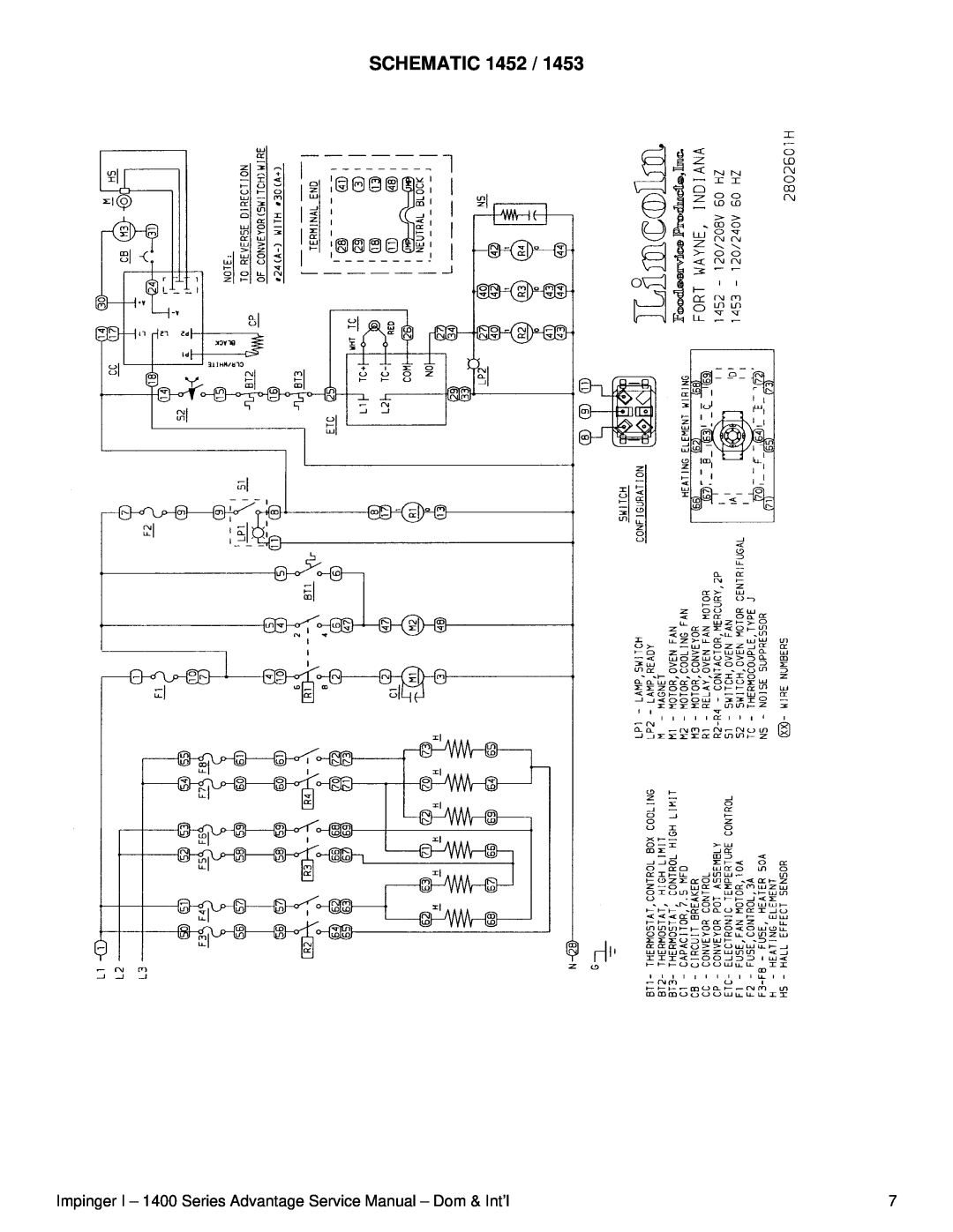 Lincoln service manual Schematic, Impinger I - 1400 Series Advantage Service Manual - Dom & Int’l 