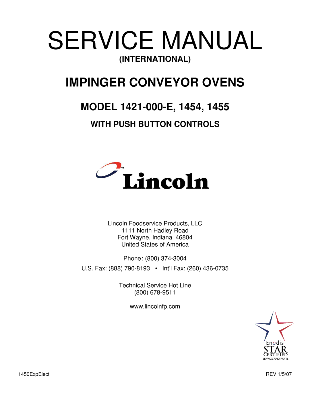 Lincoln 1454-000-E, 1455-000-E service manual Impinger Conveyor Ovens 