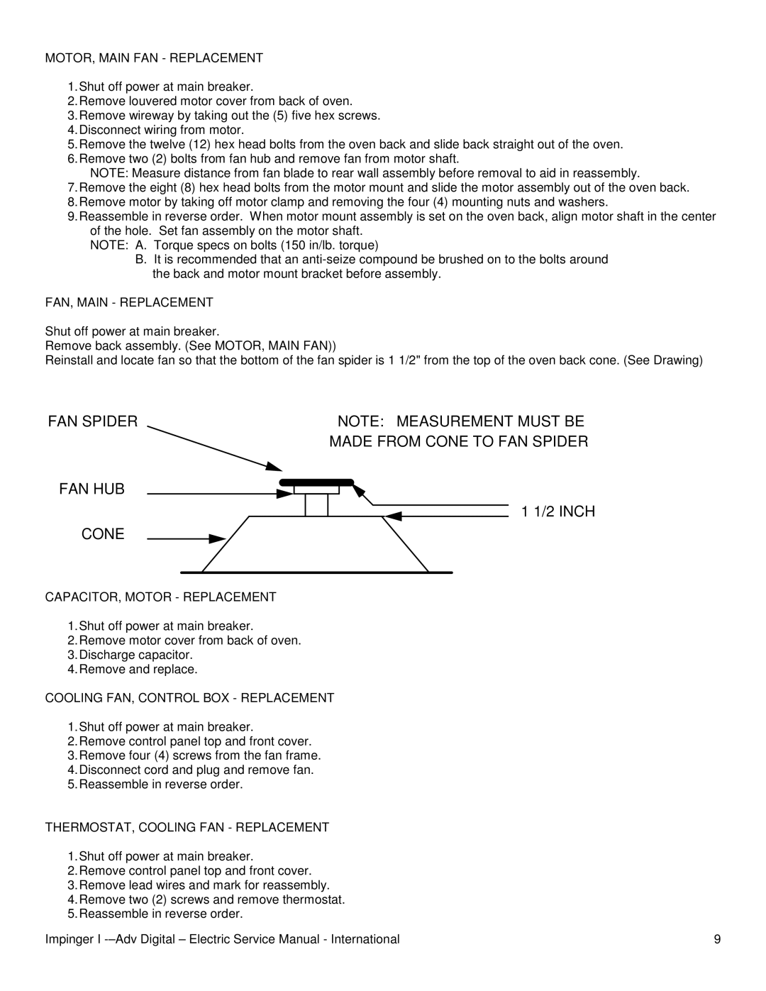 Lincoln 1454-000-E, 1455-000-E service manual FAN Spider FAN HUB Cone Made from Cone to FAN Spider 