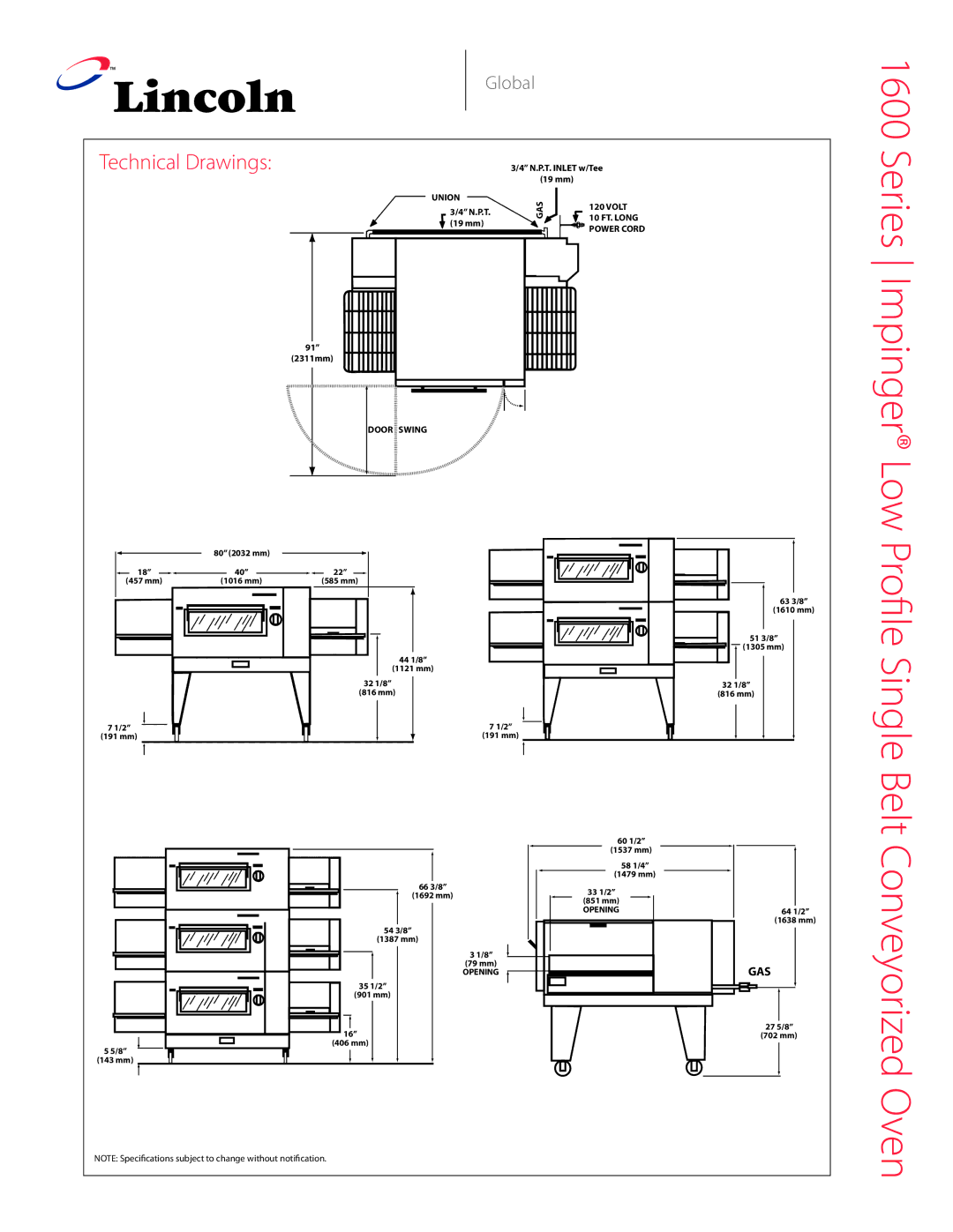 Lincoln 1600 Series dimensions Technical Drawings 