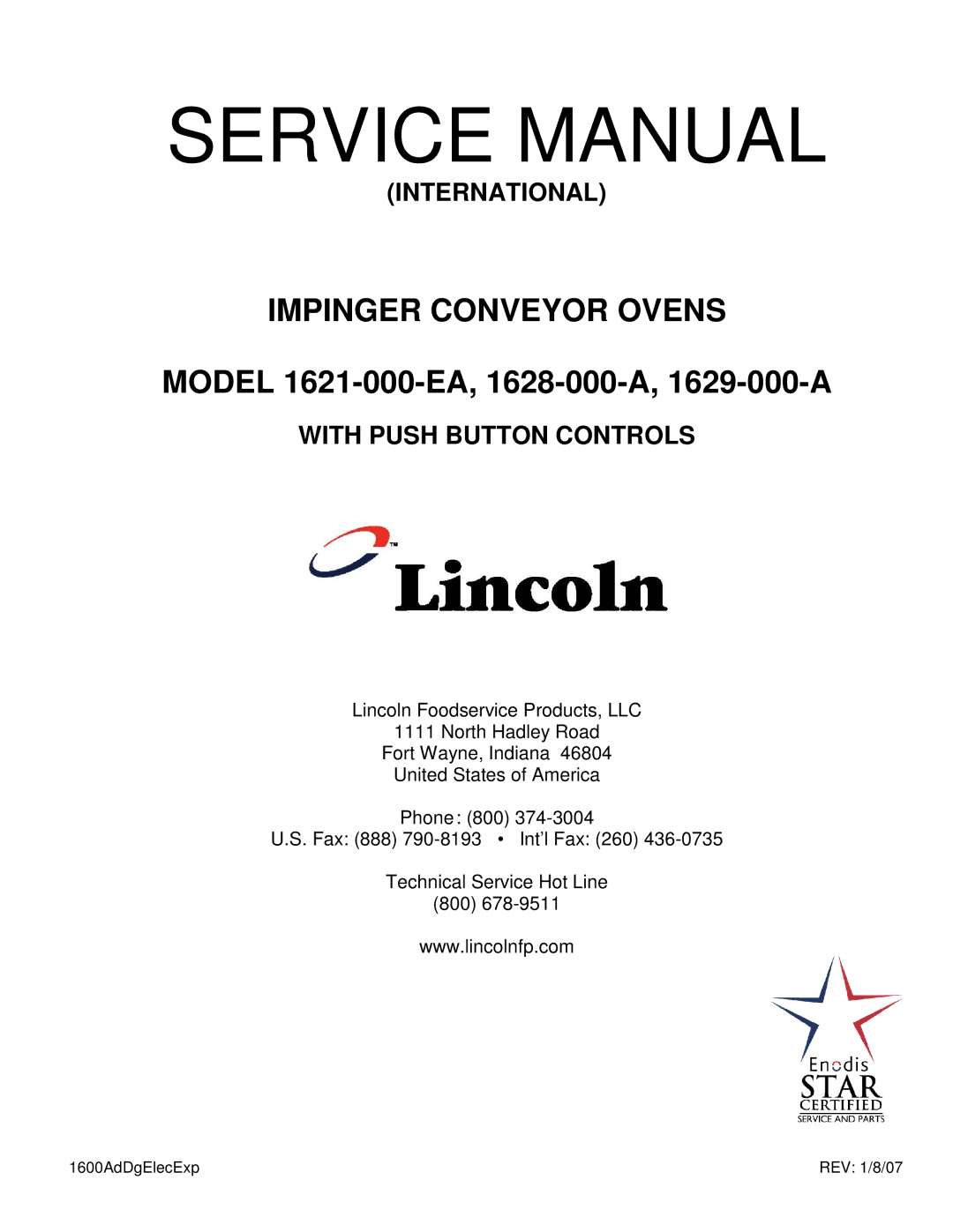 Lincoln 1629-000-A, 1621-000-EA, 1628-000-A service manual Impinger Conveyor Ovens 