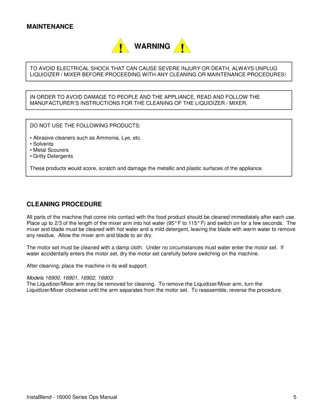 Lincoln 16900 operating instructions Maintenance, Cleaning Procedure 