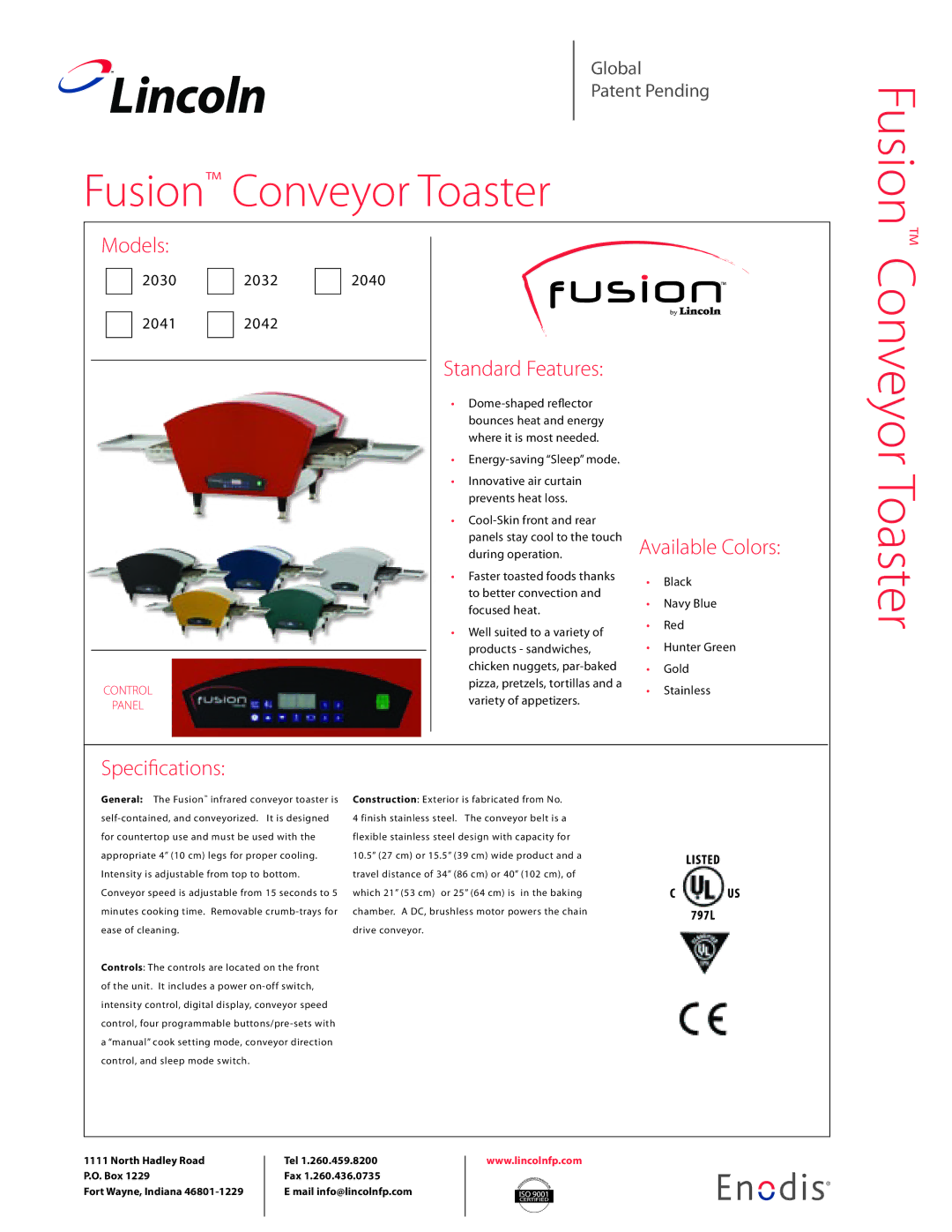 Lincoln 2030, 2032, 2041, 2042, 2040 specifications Toaster 