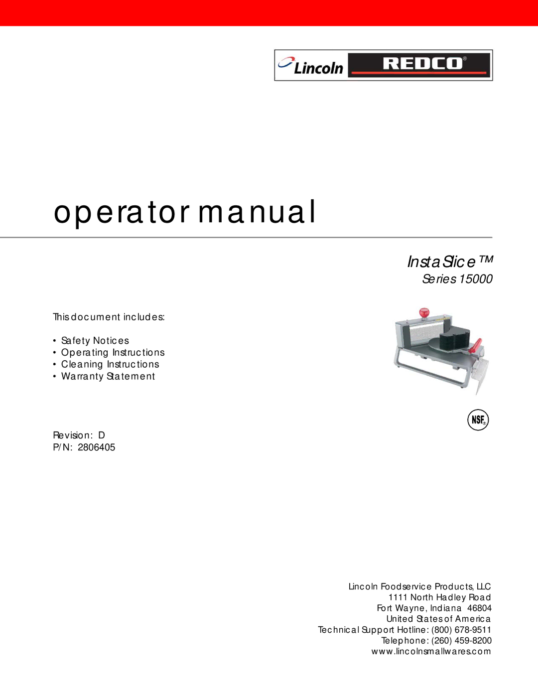 Lincoln 2806405 warranty Operator manual 