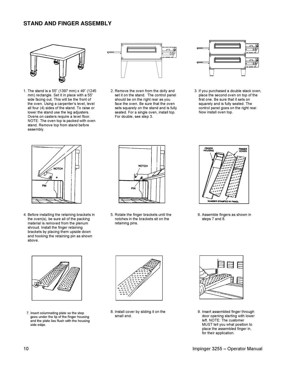 Lincoln 3255 specifications Stand and Finger Assembly 