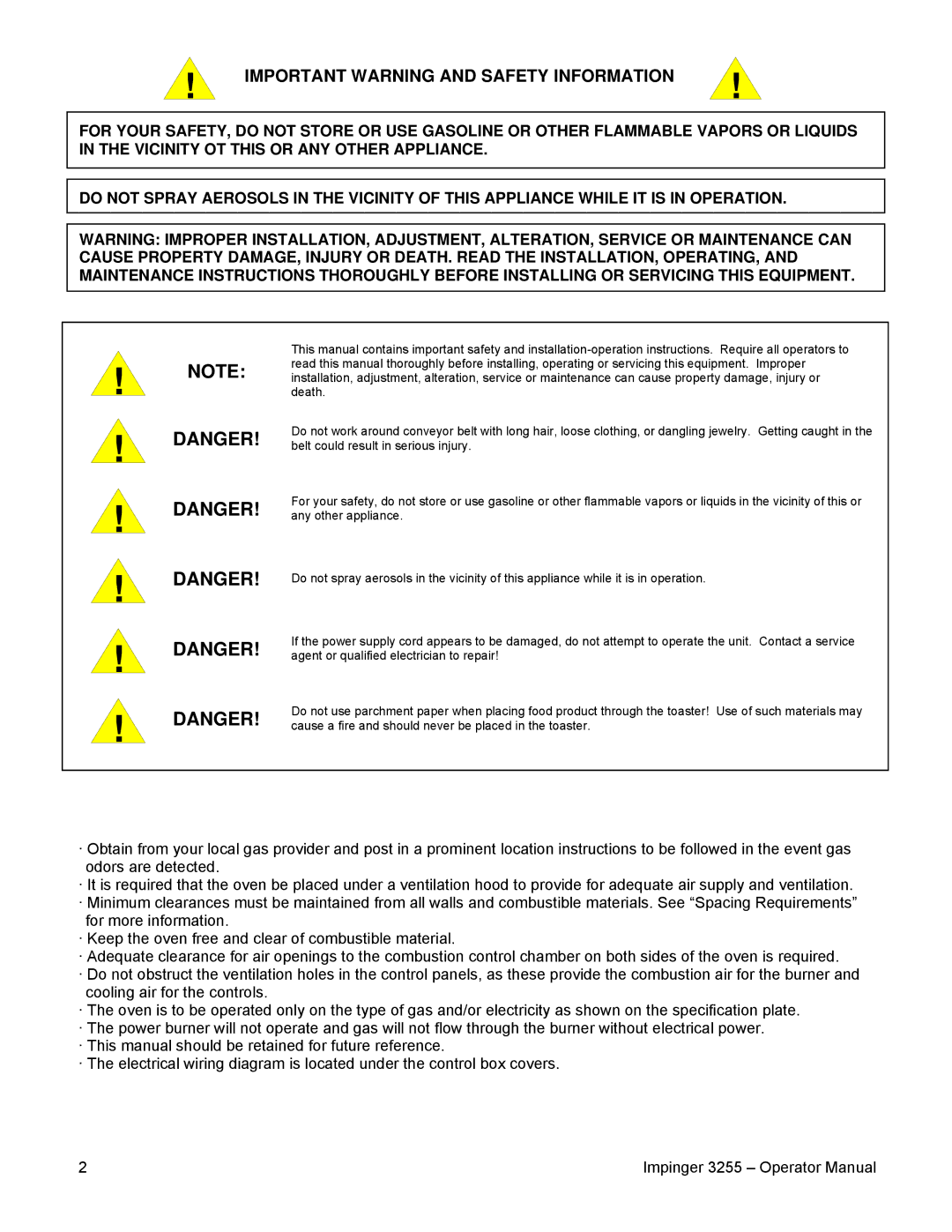 Lincoln 3255 specifications Important Warning and Safety Information 