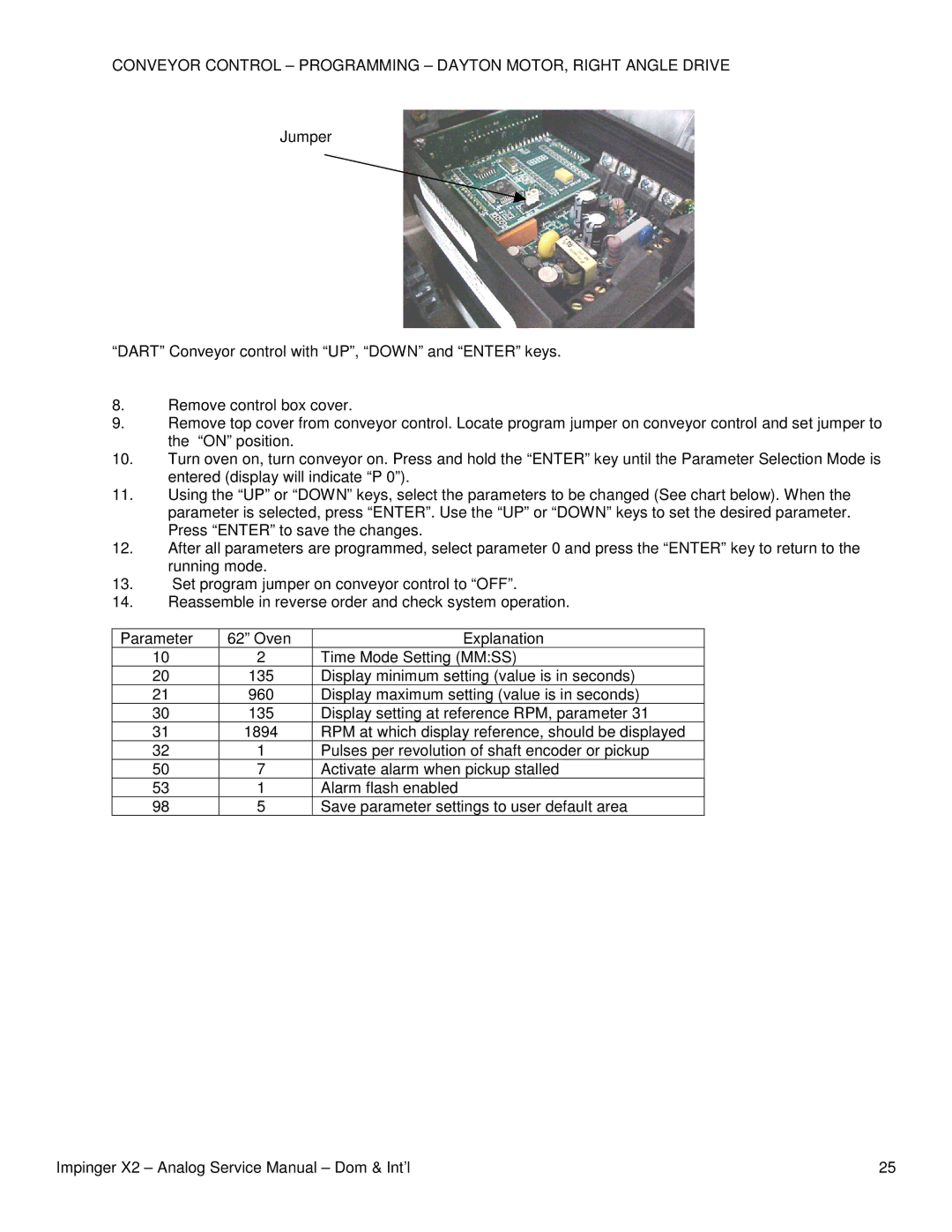 Lincoln 3262, 3270-2, 3240-2 service manual Conveyor Control Programming Dayton MOTOR, Right Angle Drive 