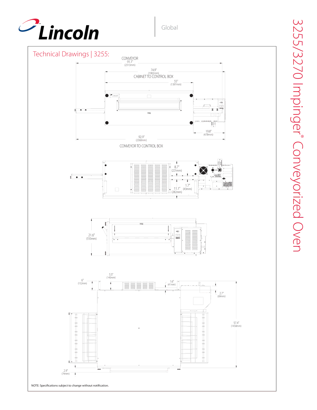 Lincoln manual 3255/3270 Impinger, Technical Drawings 