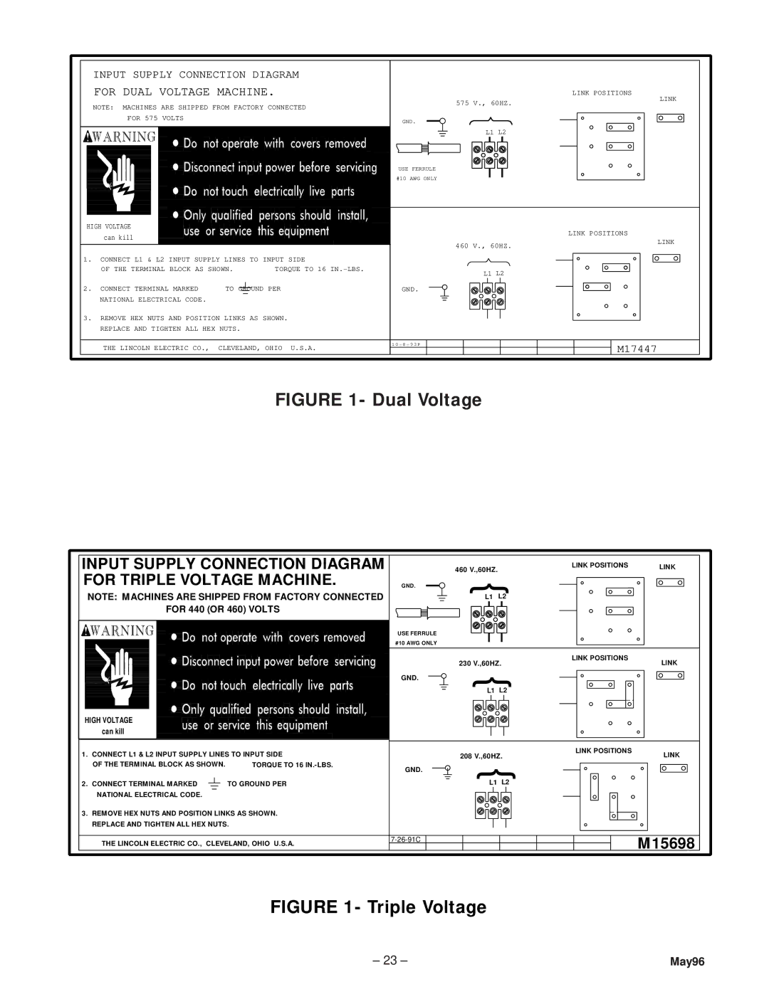 Lincoln 60 manual Dual Voltage 