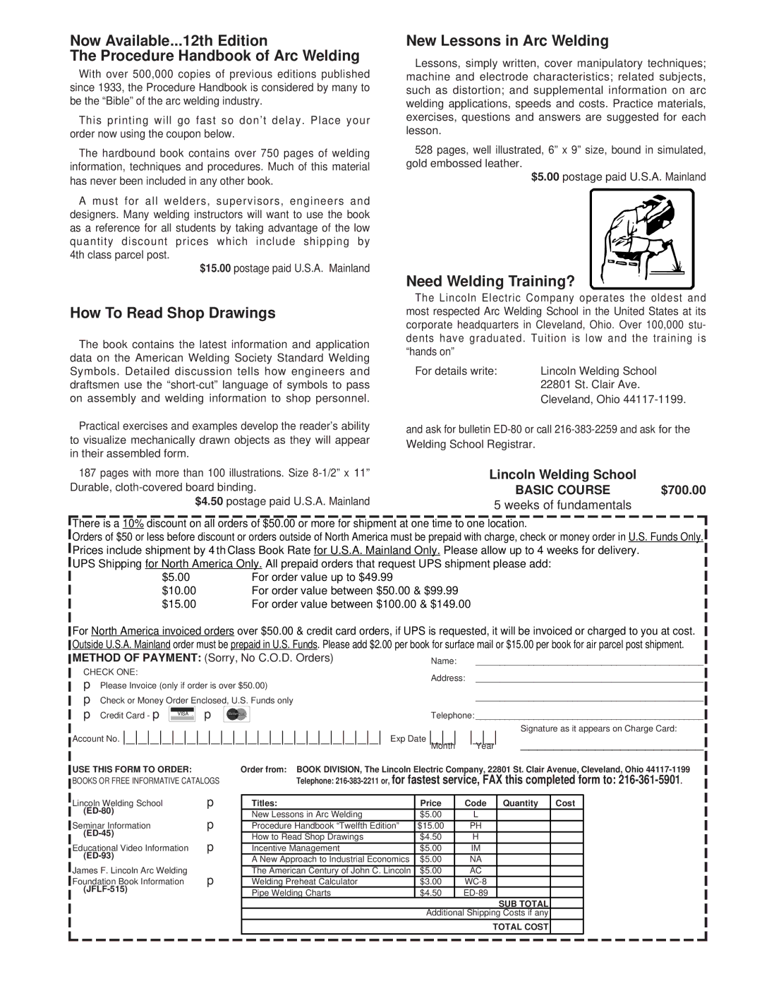 Lincoln 60 manual How To Read Shop Drawings, New Lessons in Arc Welding, Need Welding Training?, Basic Course 