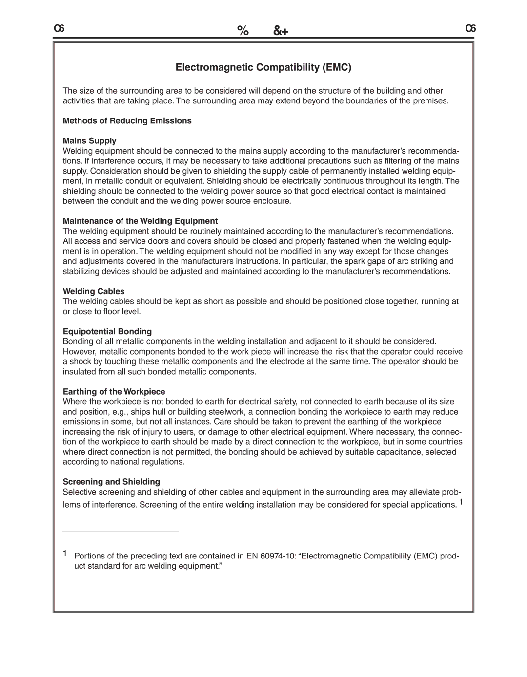 Lincoln Electric 100S manual Methods of Reducing Emissions Mains Supply 