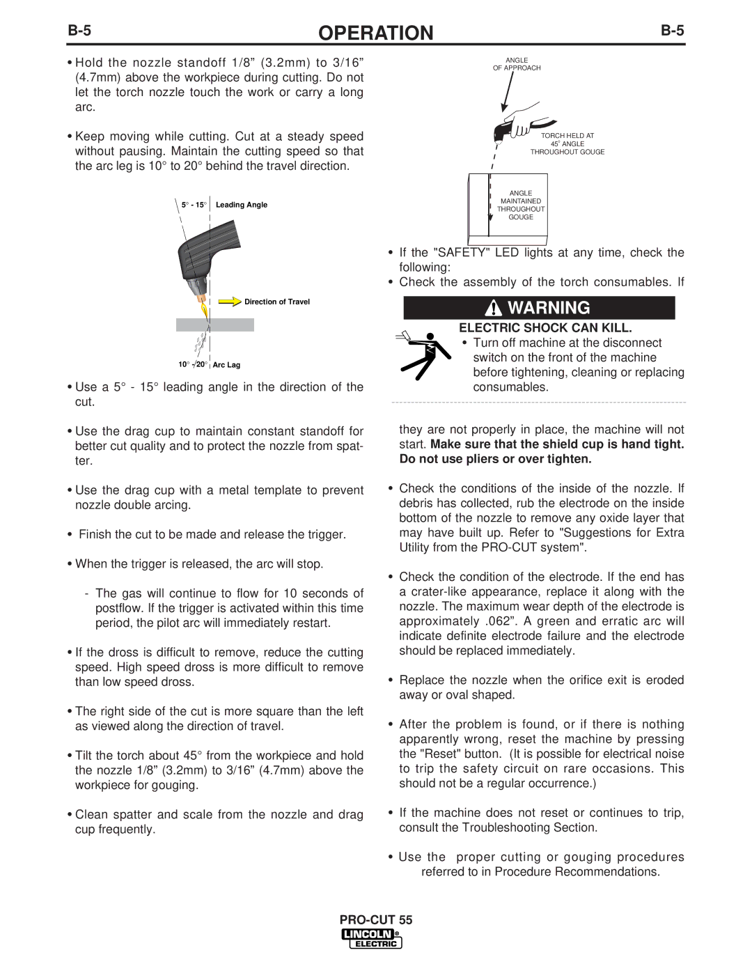 Lincoln Electric 10476, 10473, 10475, 10474 manual Electric Shock can Kill, Do not use pliers or over tighten 