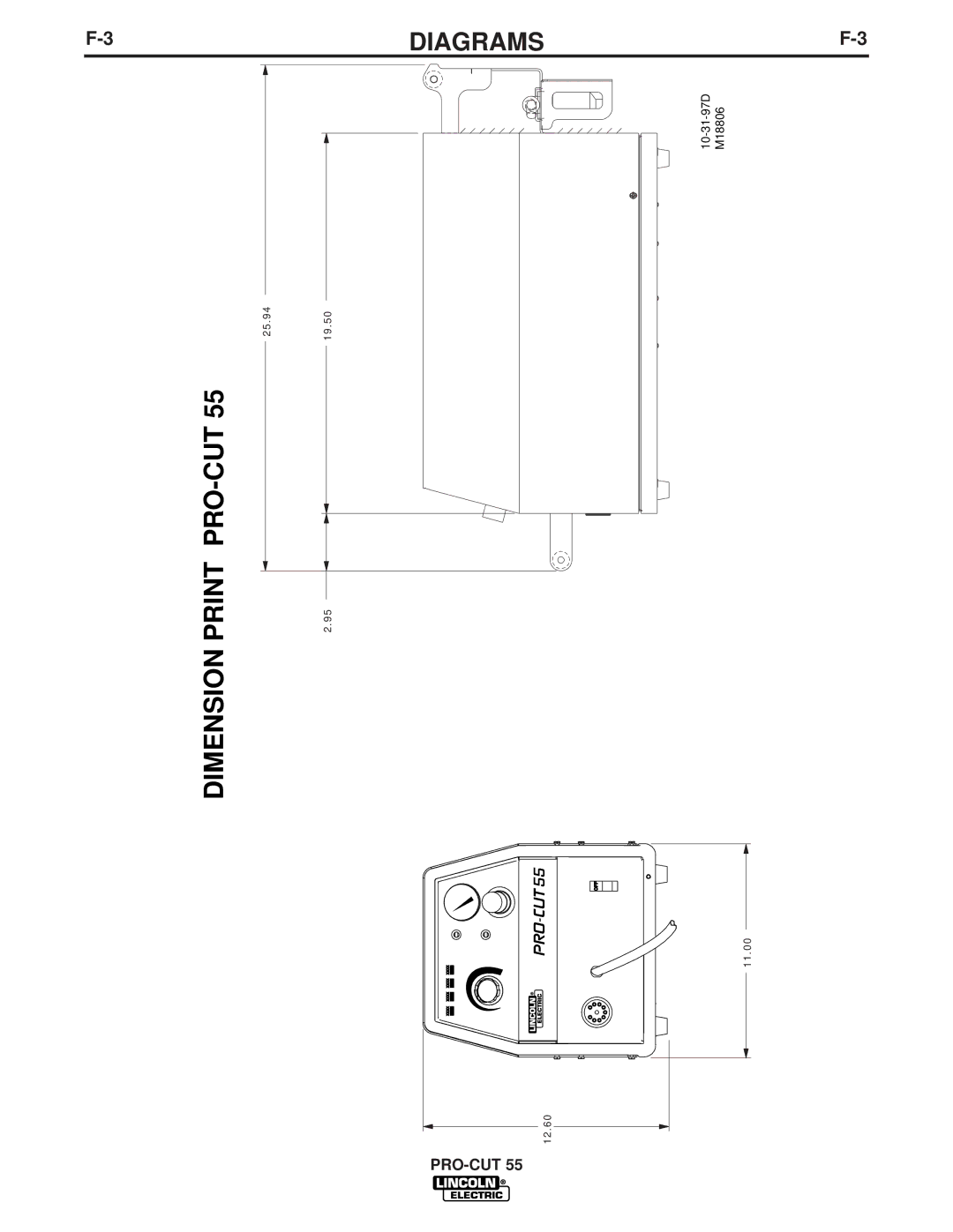 Lincoln Electric 10474, 10473, 10476, 10475 manual Dimension Print PRO-CUT, Diagrams 