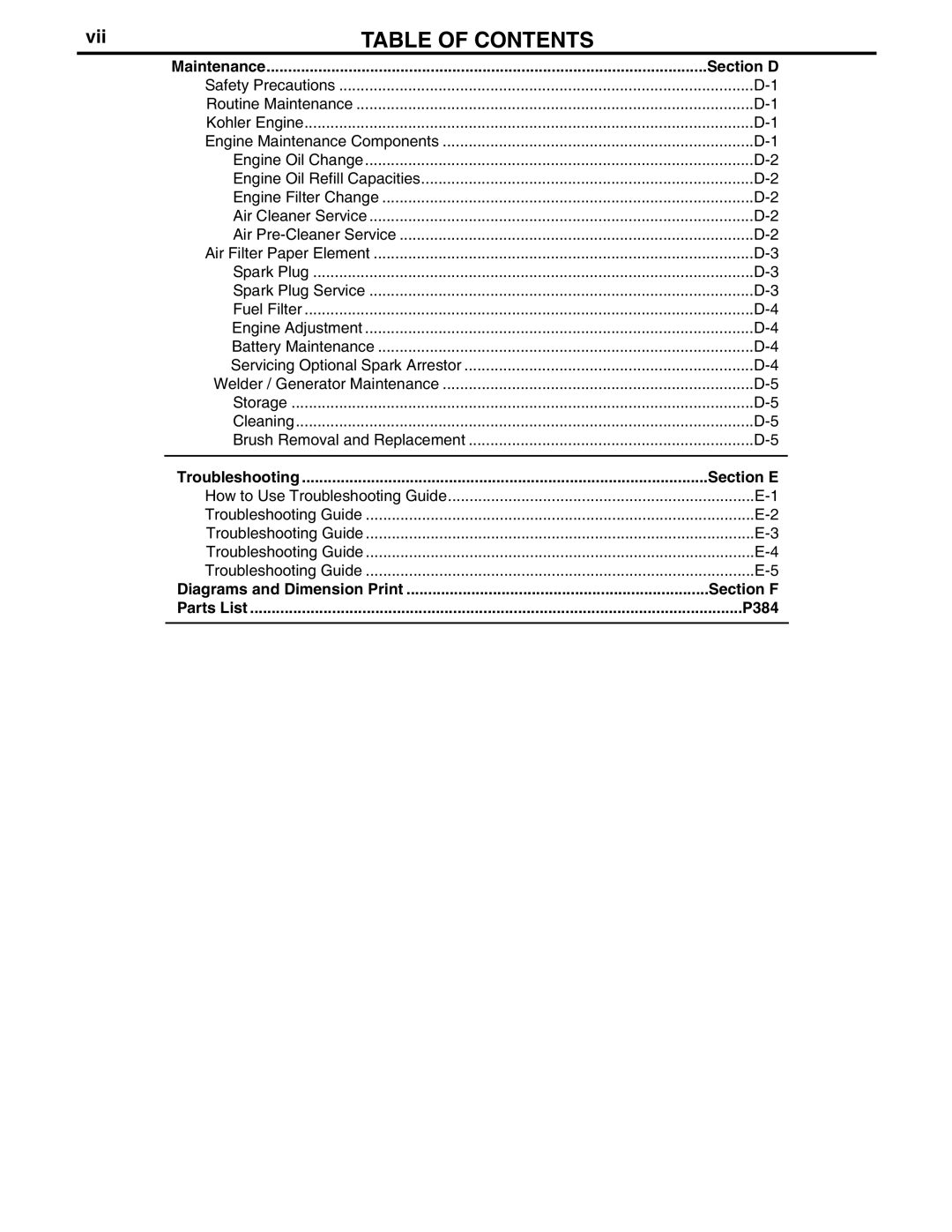 Lincoln Electric 10708 manual Vii 