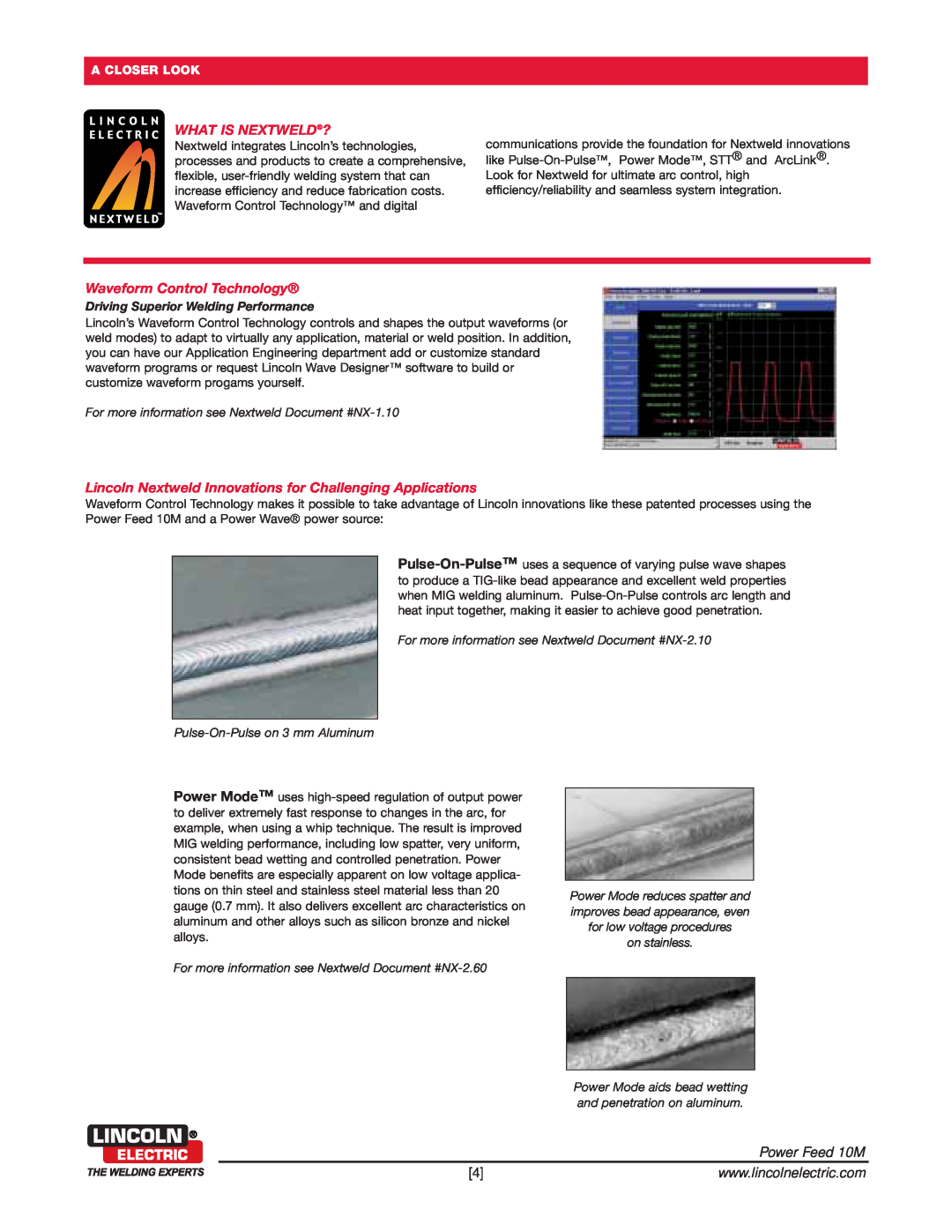 Lincoln Electric 10M What Is Nextweld?, Waveform Control Technology, Driving Superior Welding Performance, on stainless 