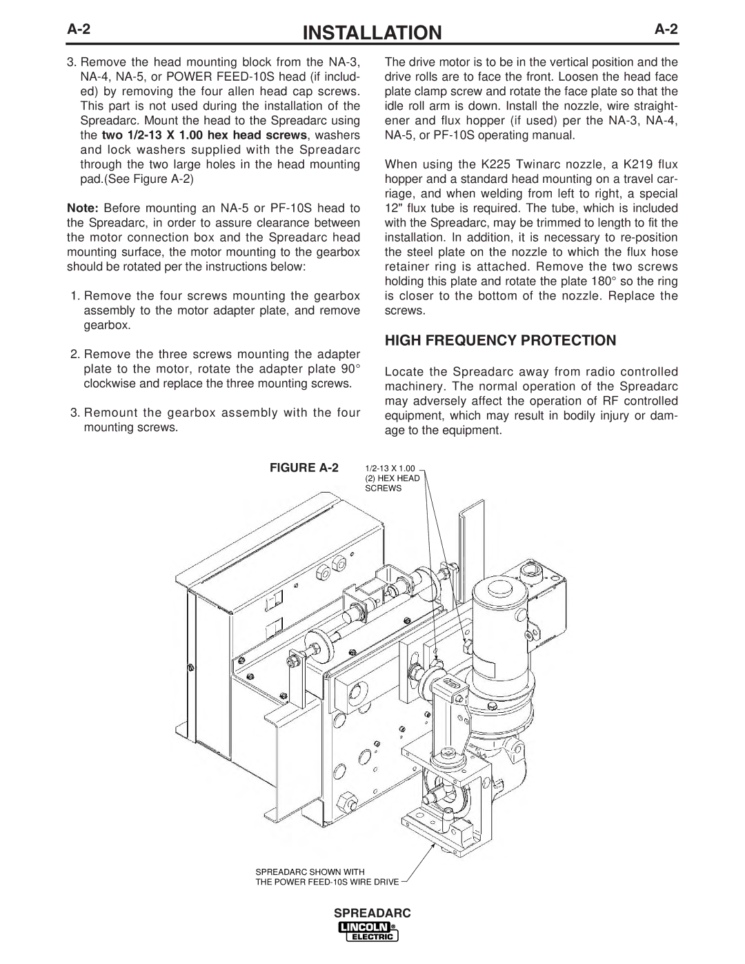 Lincoln Electric 11006 manual High Frequency Protection, Figure A-2 