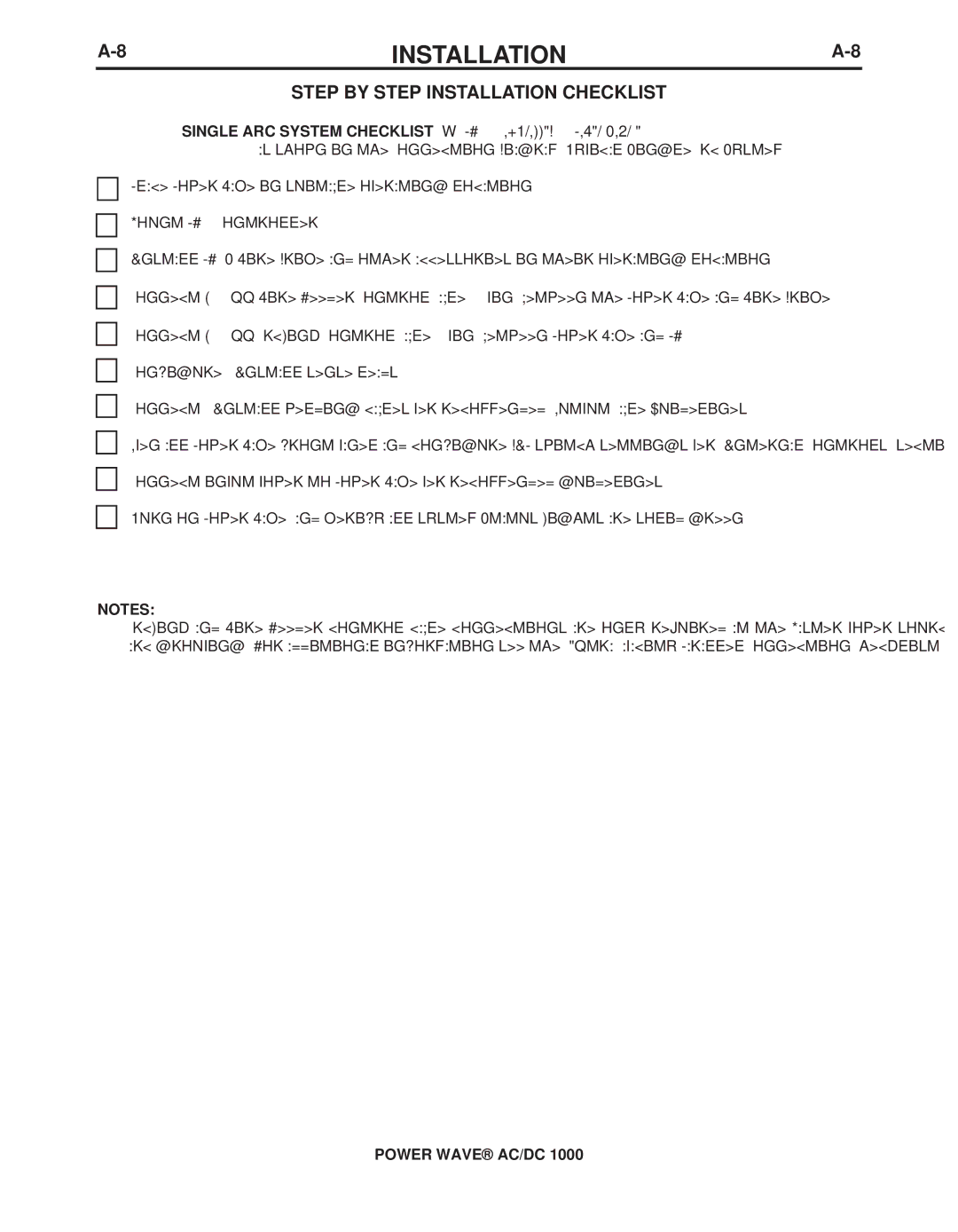 Lincoln Electric 11226, 11124 manual Step by Step Installation Checklist 