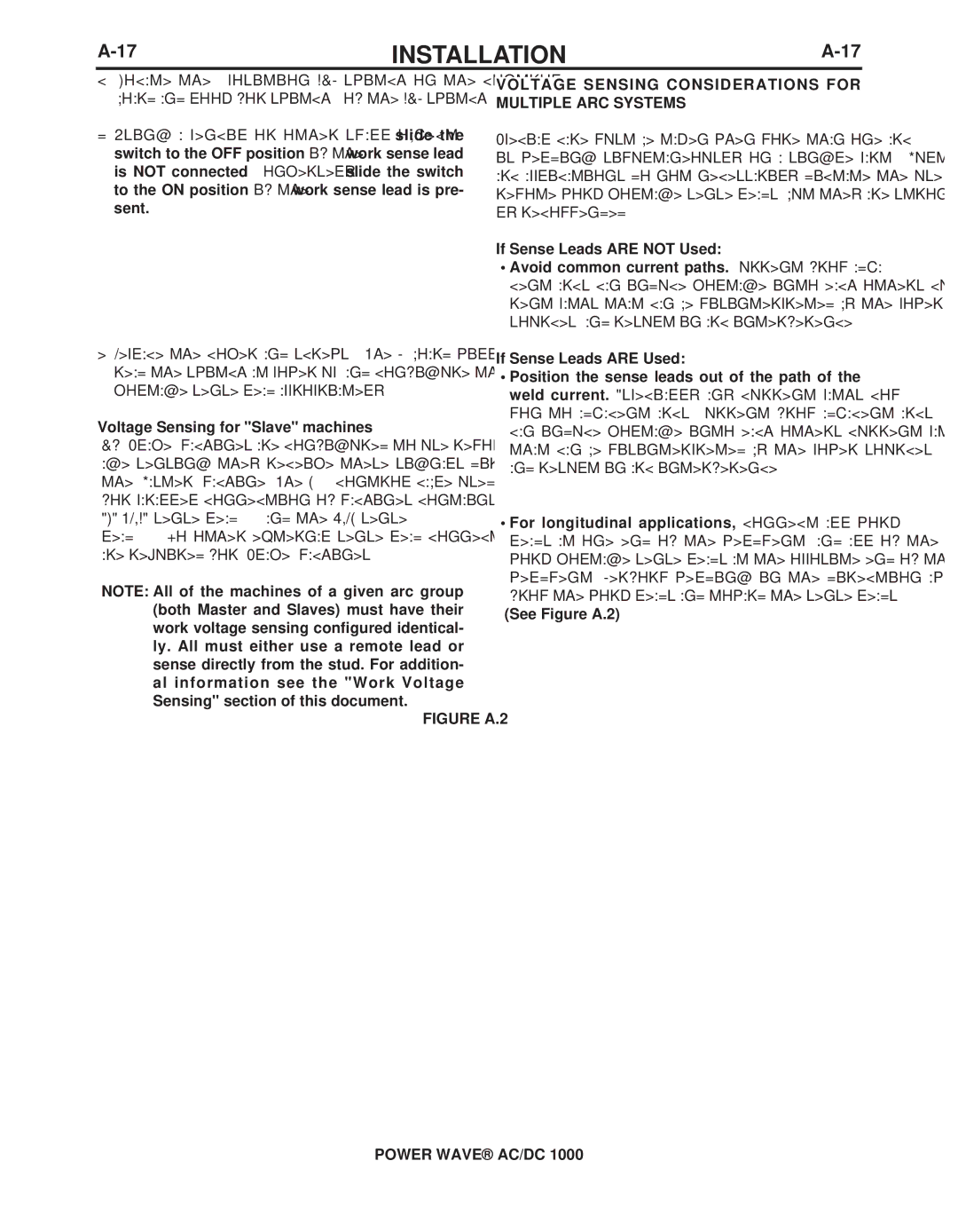 Lincoln Electric 11124, 11226 Voltage Sensing for Slave machines, Voltage Sensing Considerations for Multiple ARC Systems 