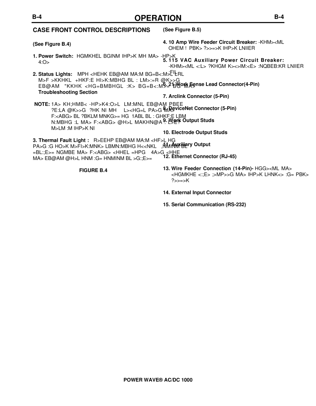 Lincoln Electric 11226, 11124 manual Case Front Control Descriptions, See Figure B.4 