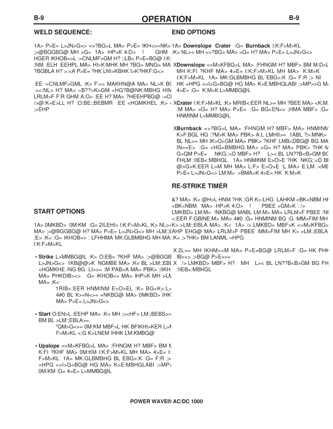 Lincoln Electric 11124, 11226 manual Weld Sequence, Start Options, END Options, RE-STRIKE Timer 