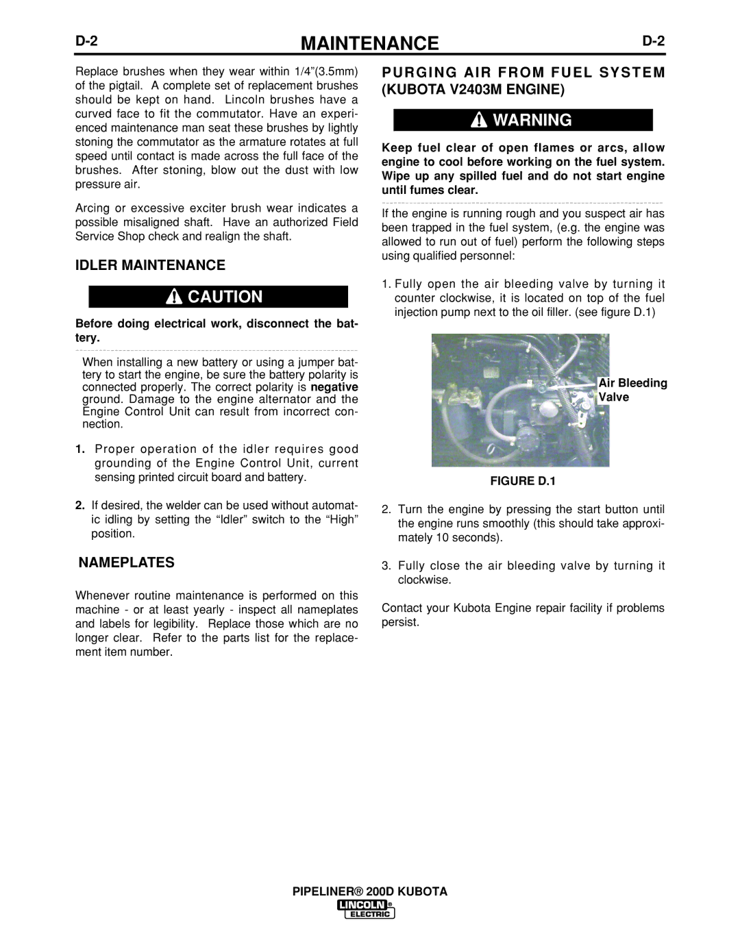 Lincoln Electric 11498 manual Idler Maintenance 