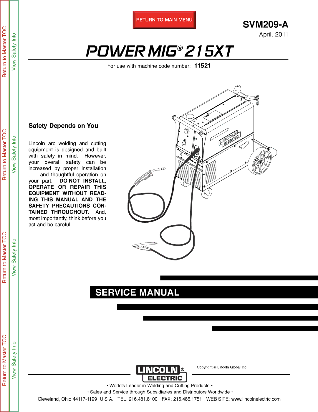 Lincoln Electric 11521 service manual Power MIG 215XT 