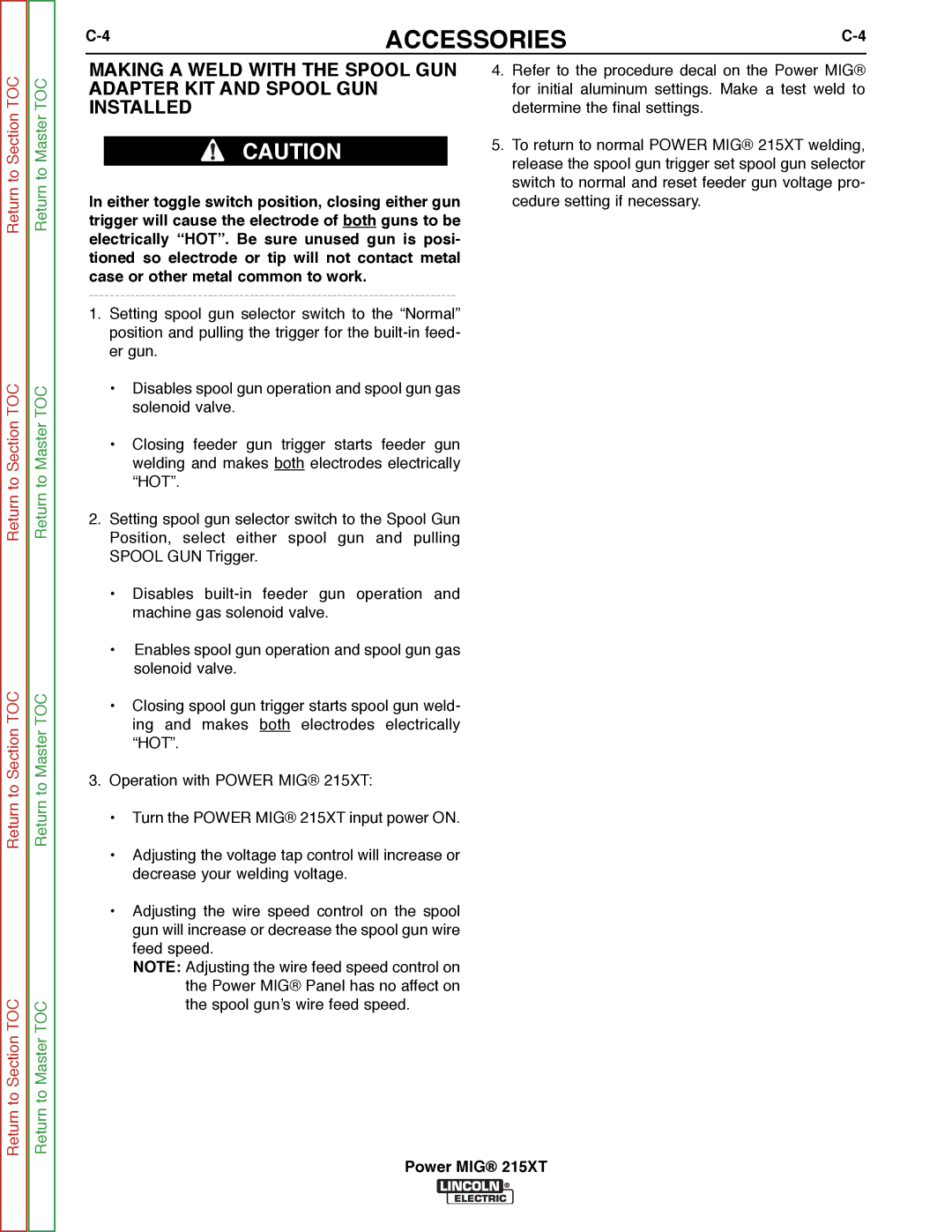 Lincoln Electric 11521 service manual Accessories 