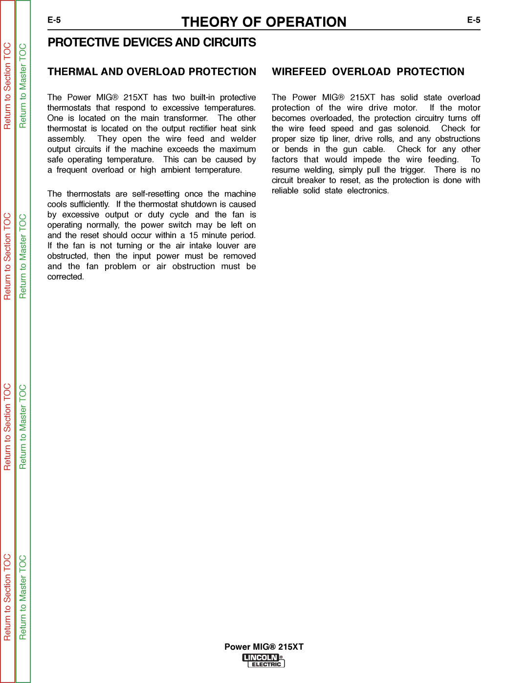 Lincoln Electric 11521 service manual Protective Devices and Circuits 