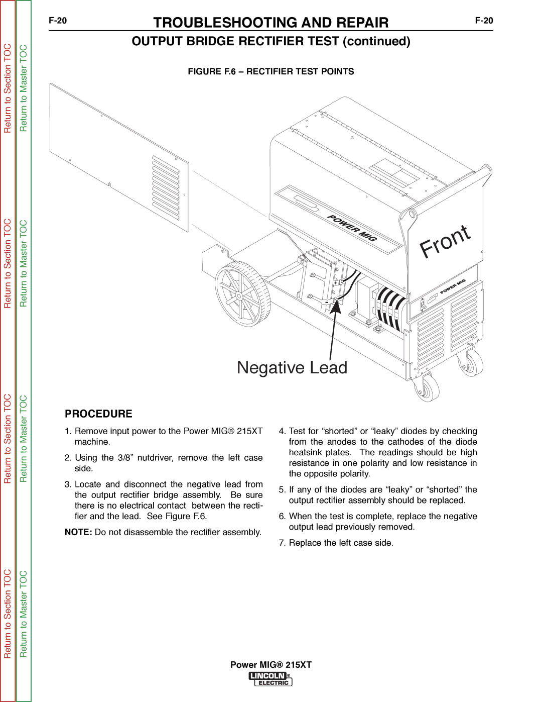 Lincoln Electric 11521 service manual Negative Lead 